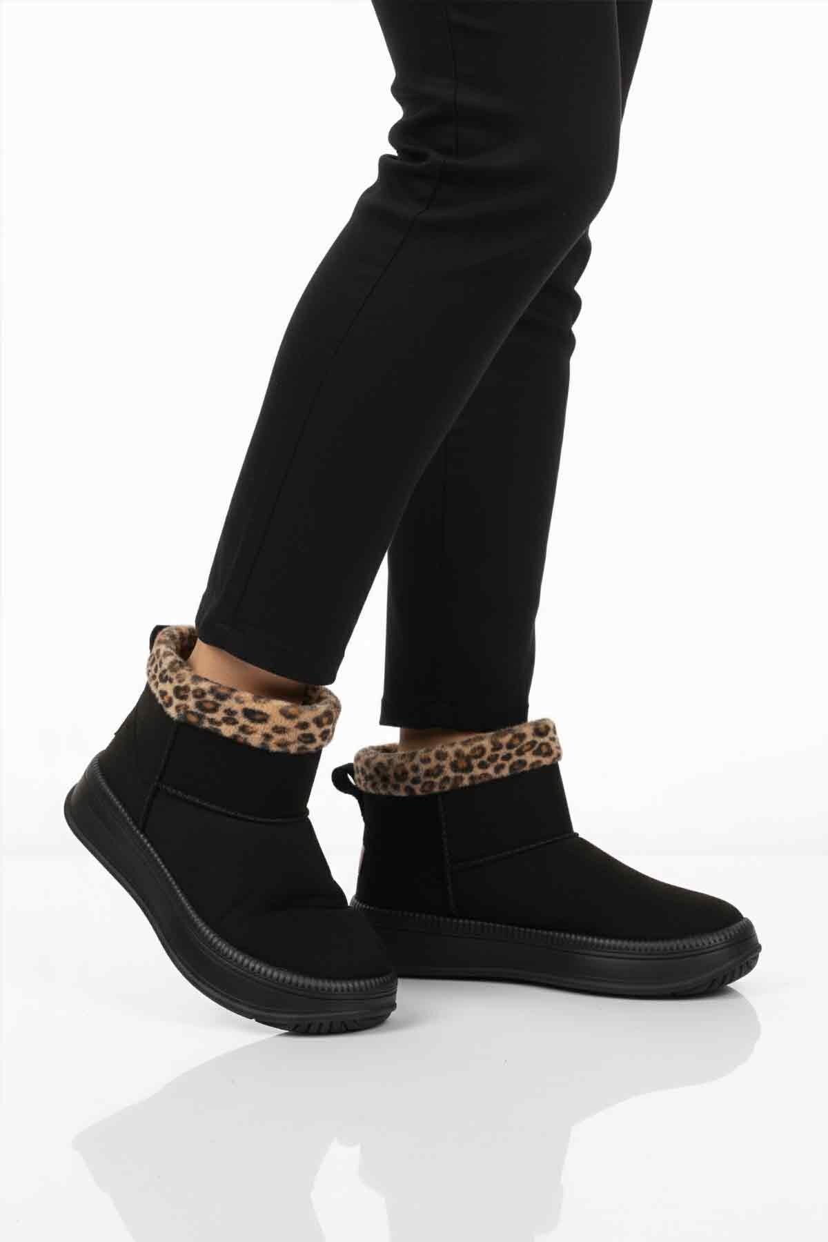 Siyah-Leopar Kadın Bot 25001 Z