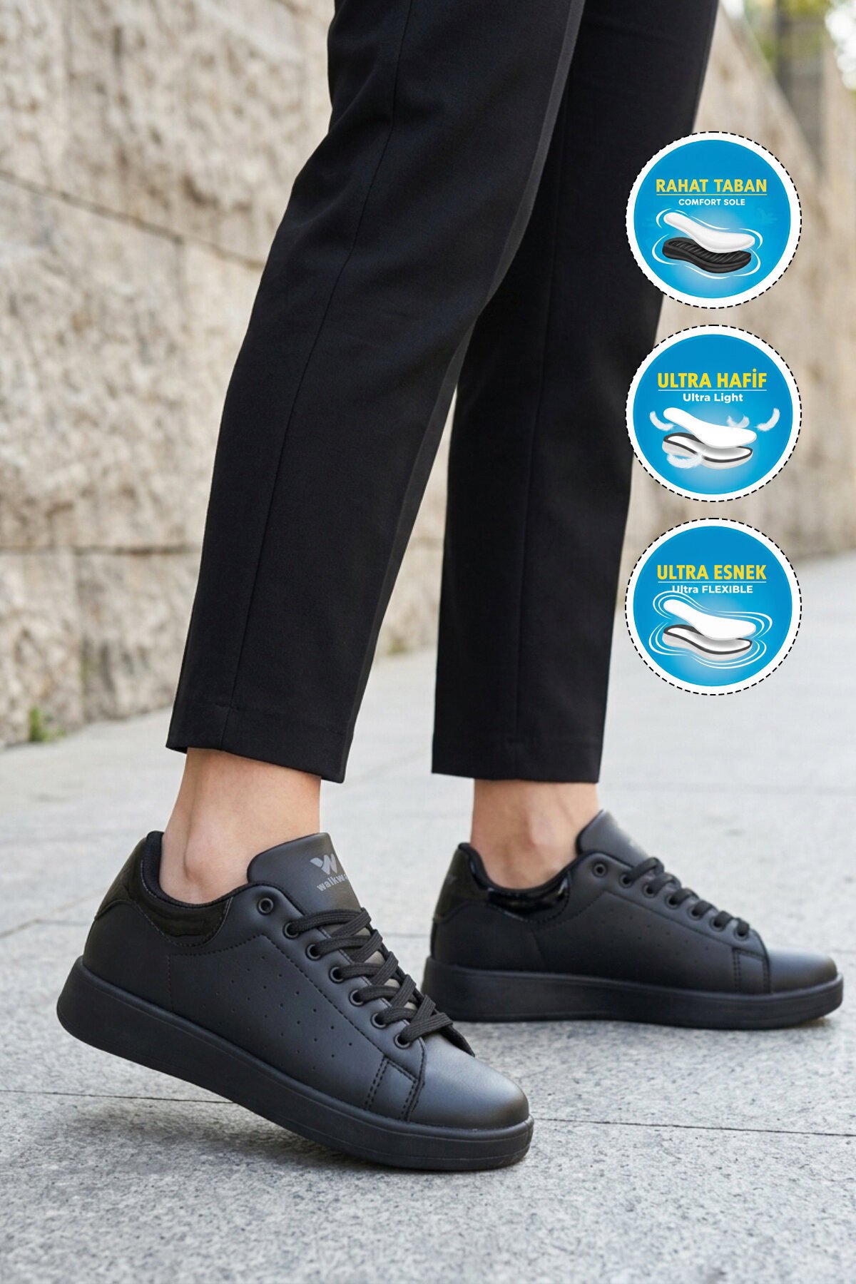 Siyah Hafif Unisex Günlük Ayakkabı 26116 Costa G