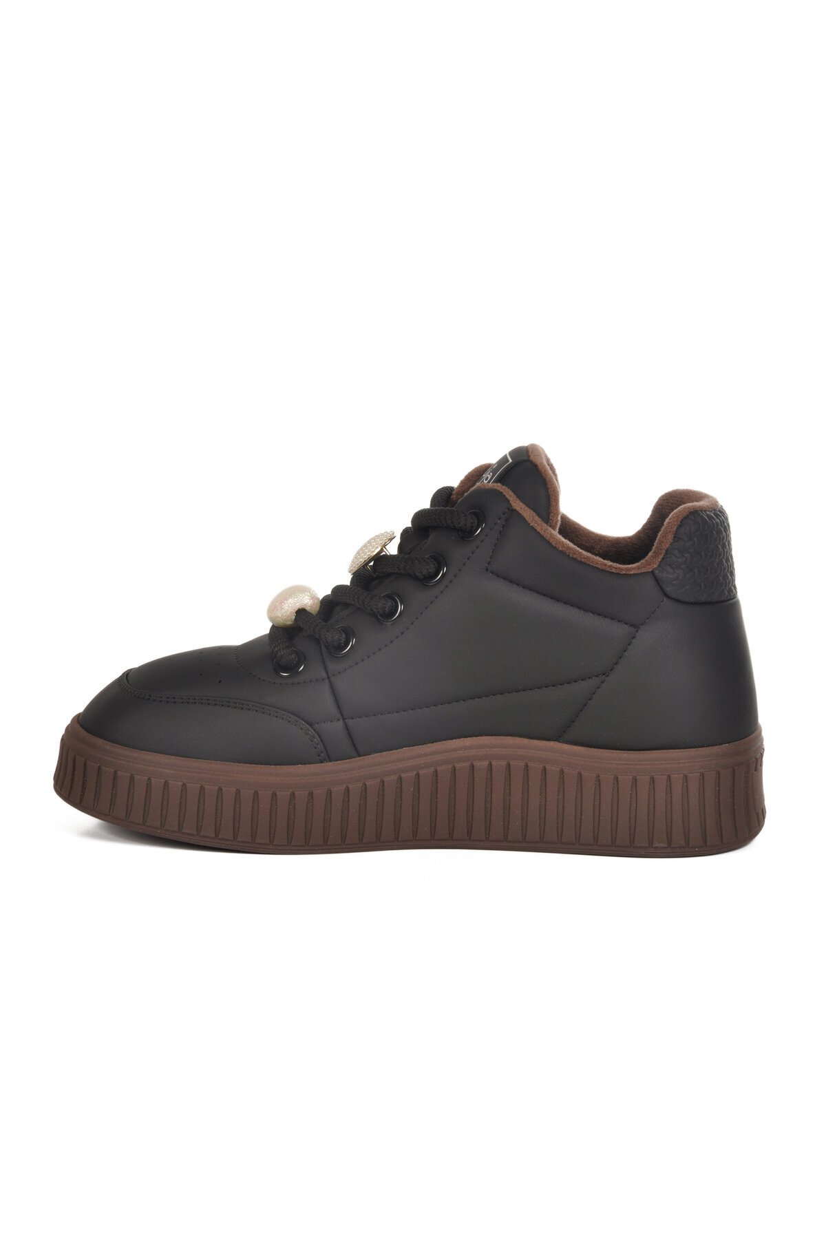 Siyah Suni Deri Kadın Sneaker 25K419-1 Z