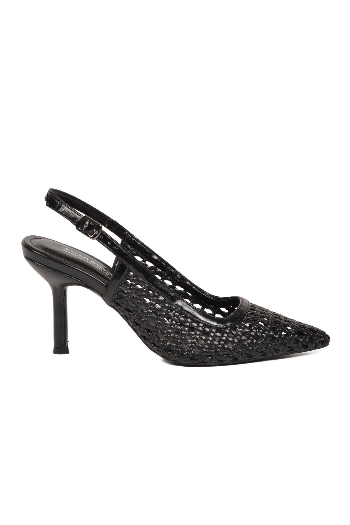 Siyah Nefes Alan Örgü Dokulu Slingback Kadın Topuklu Ayakkabı 658248 Z