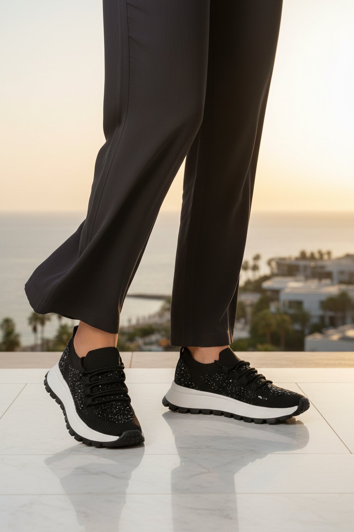 Siyah Tekstil Hava Alabilen Kadın Spor Ayakkabı 451161 Z