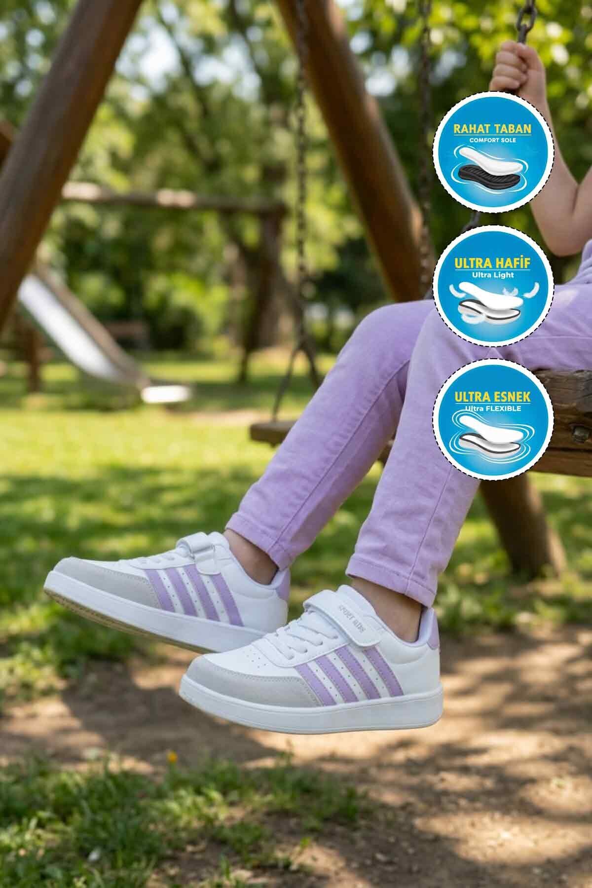 Beyaz-Lila  Hafif Çocuk Spor Ayakkabı 754 F