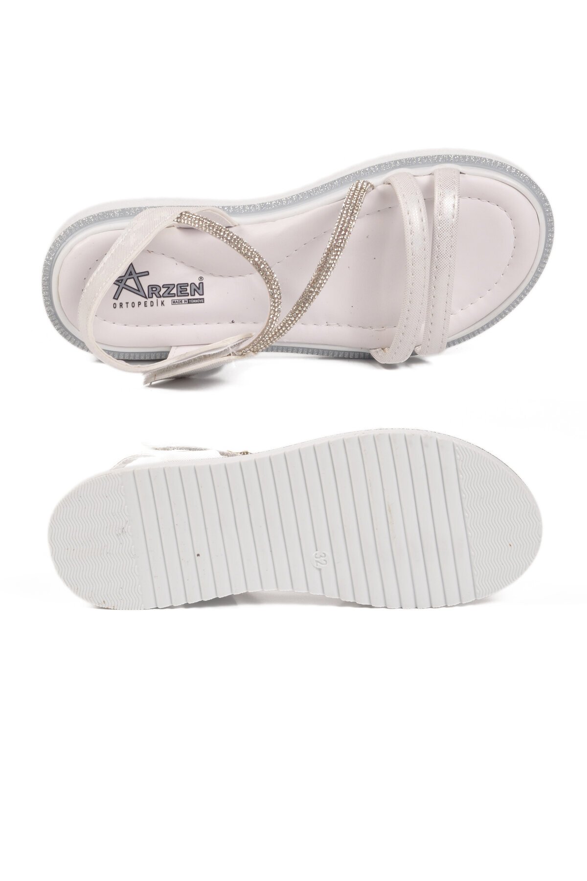 Beyaz Hafif Ortopedik Taban Çocuk Sandalet 26A94 P