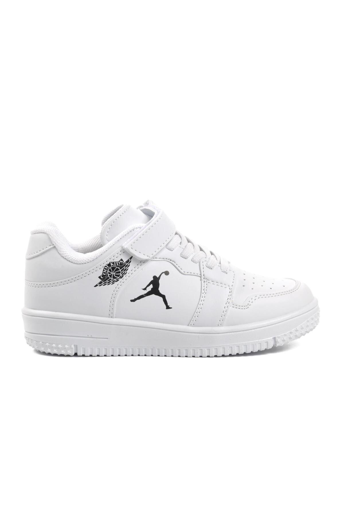 Beyaz Çocuk Cırt Cırtlı Basketbol Sneaker Spor Ayakkabı