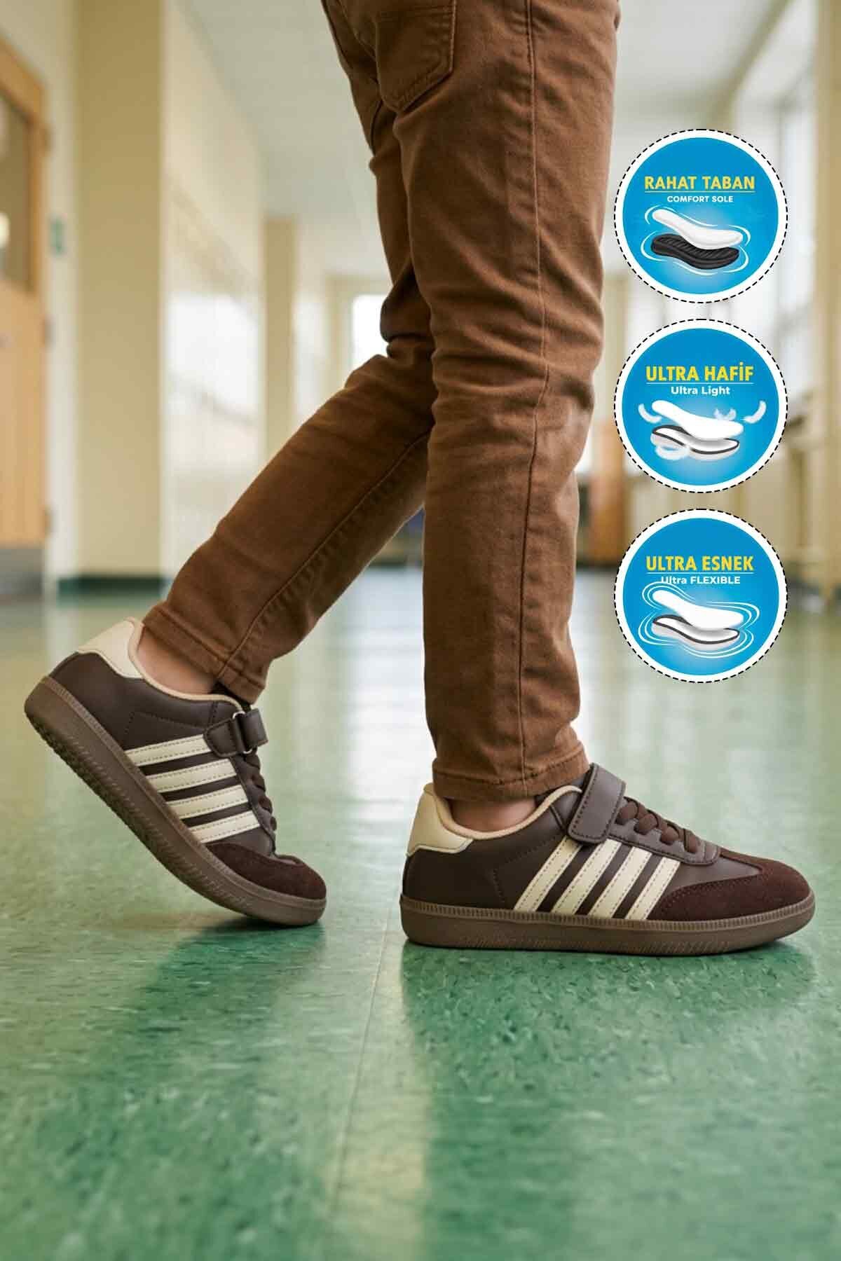 Kahve-Bej Hafif Çocuk Spor Ayakkabı 753 F