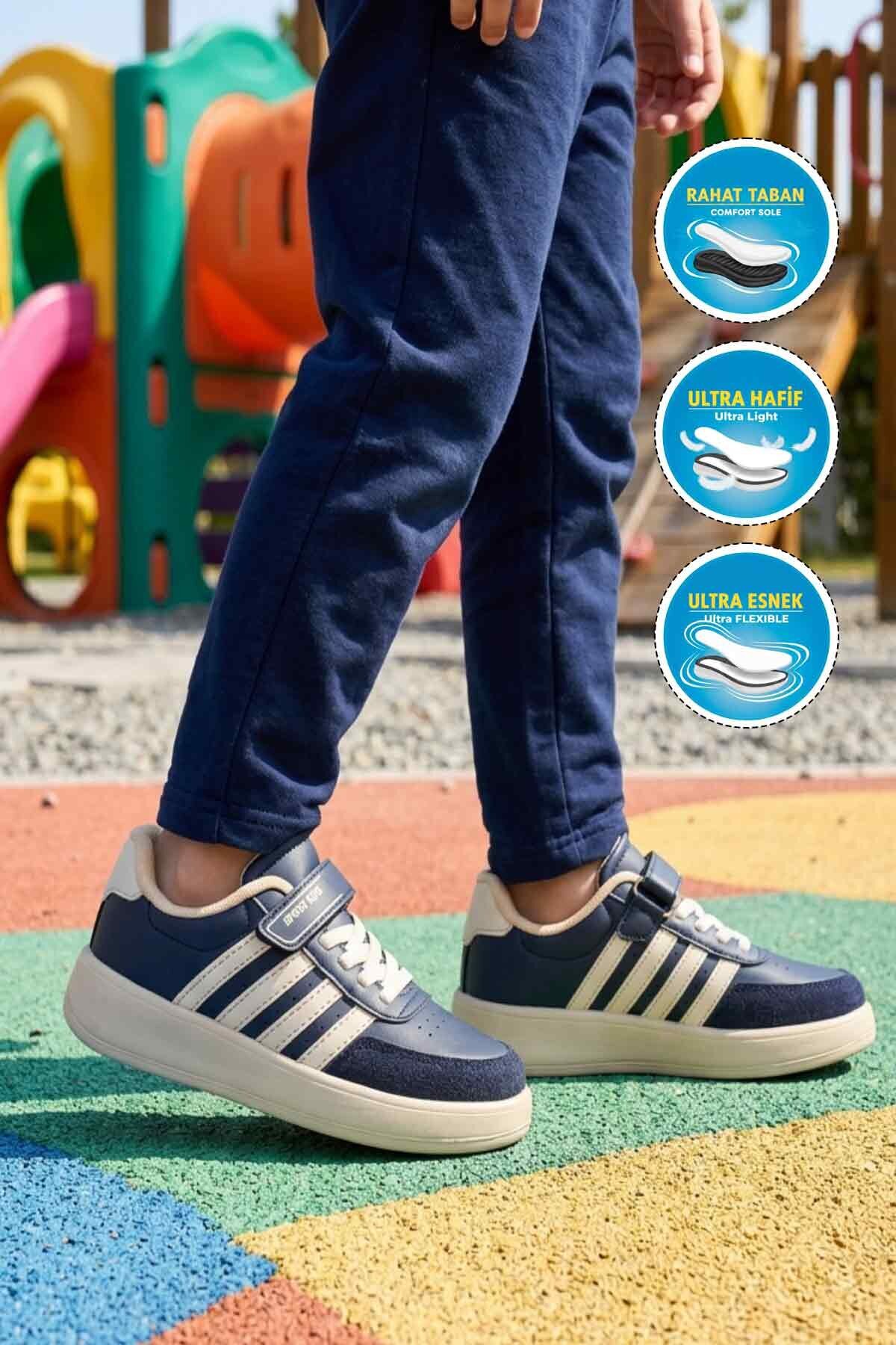 Lacivert-Bej  Hafif Çocuk Spor Ayakkabı 754 F
