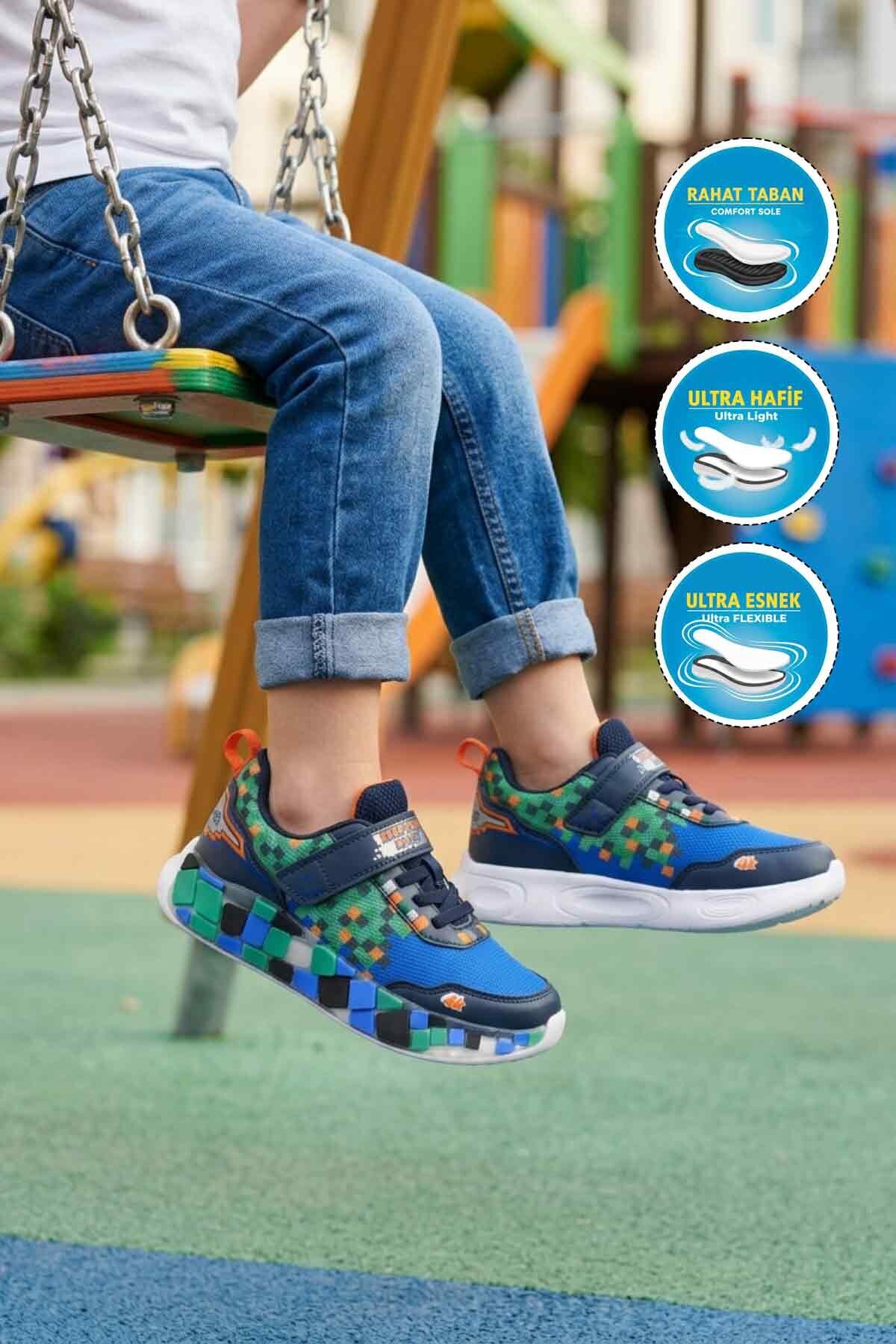 Ruffon Lacivert-Beyaz-Oranj Çocuk Spor Ayakkabı 1030 F