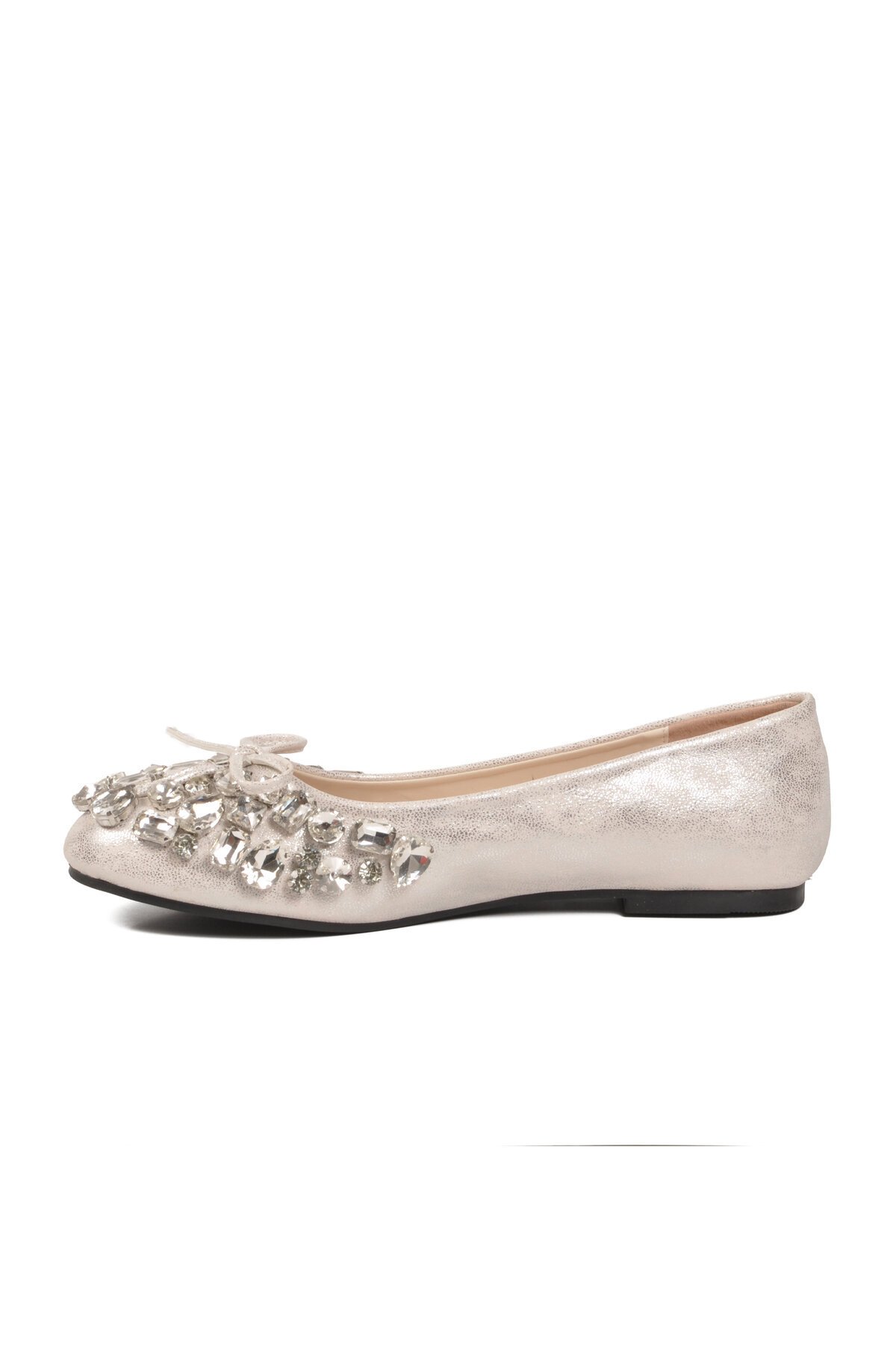 Silver Tekstil Taşlı Hafif Kadın Babet 4112 Z