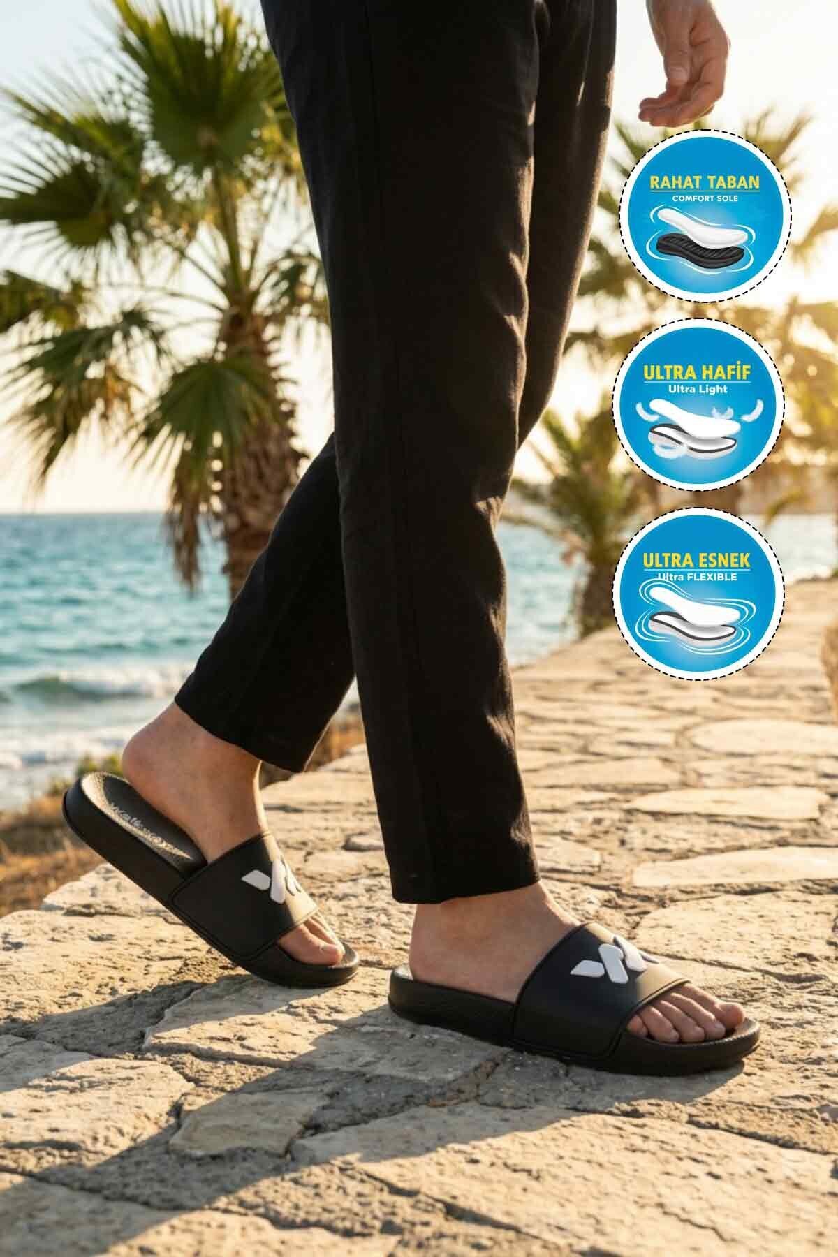 Siyah-Beyaz Hafif Unisex Terlik 8000-02 G