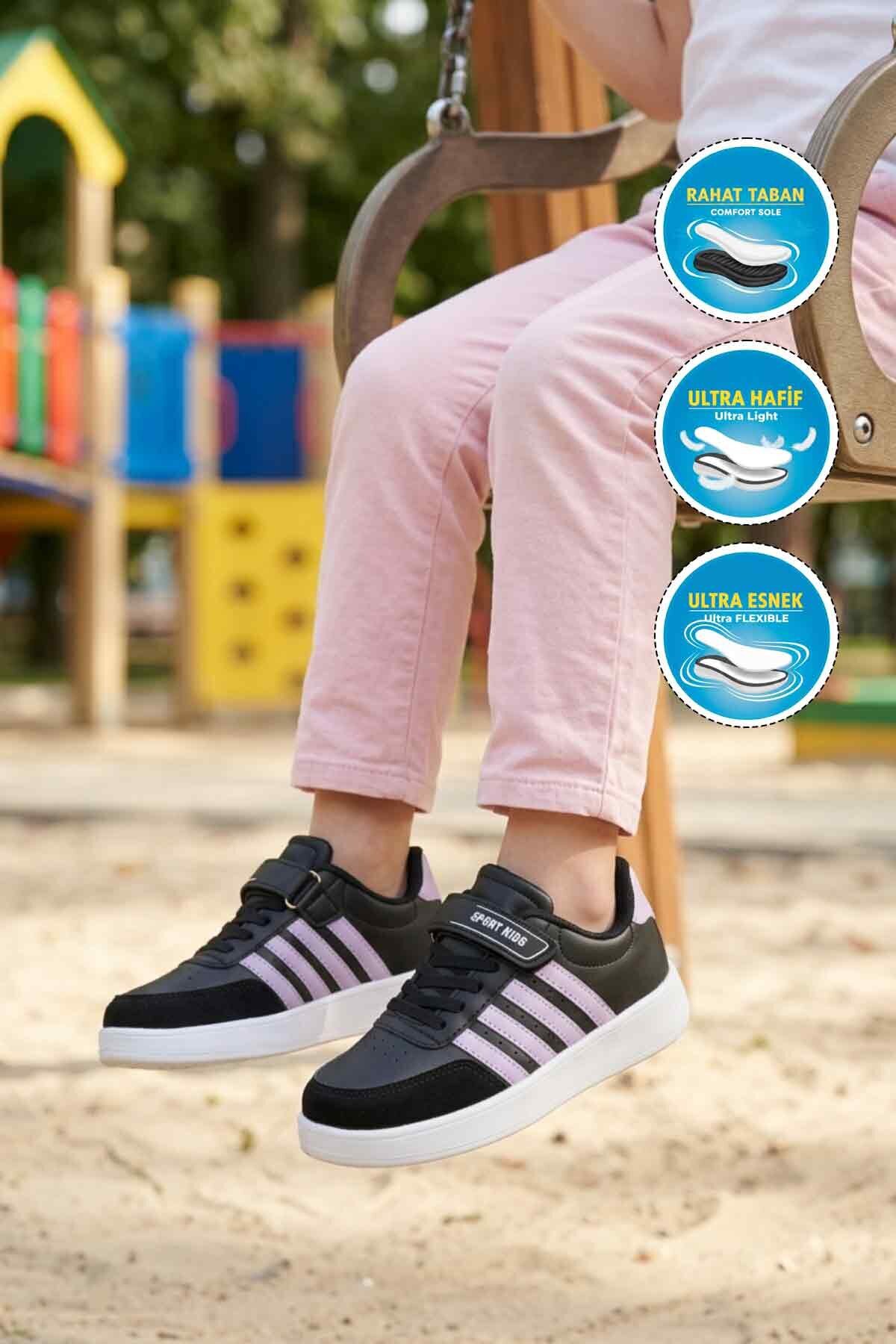 Siyah-Lila  Hafif Çocuk Spor Ayakkabı 754 F