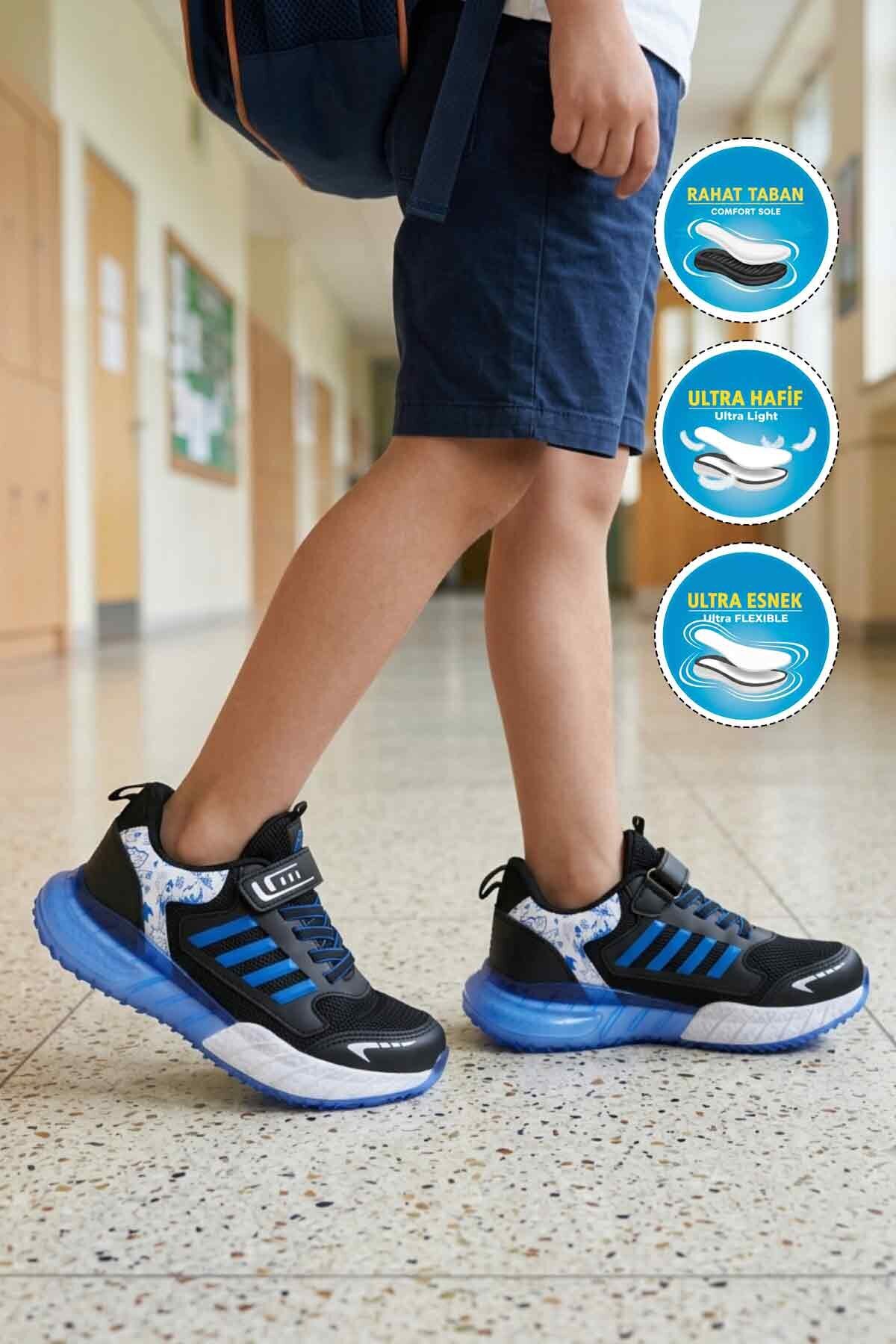 Siyah-Saks  Rahat Taban Çocuk Spor Ayakkabı 748 F