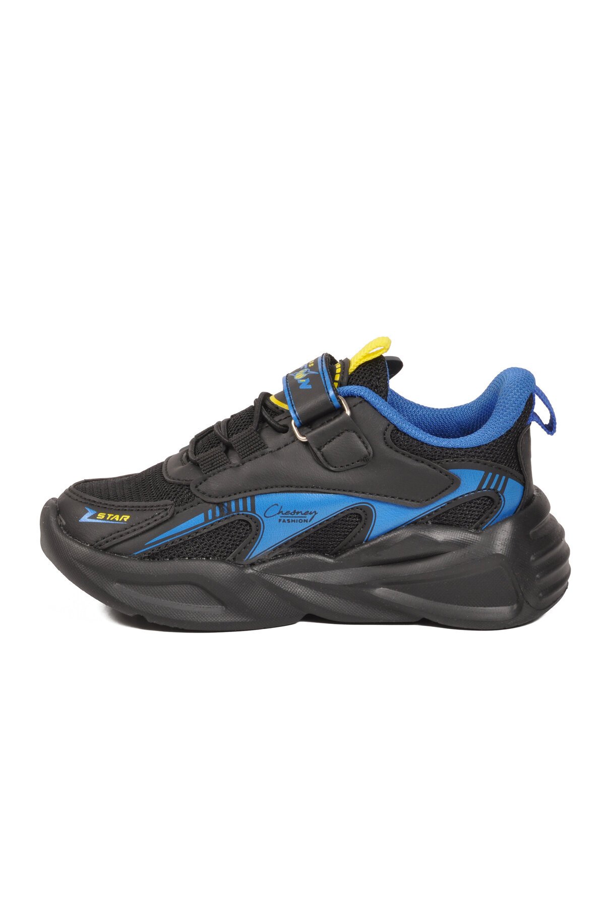Siyah-Sarı-Saks Tekstil Hafif Esnek Erkek Çocuk Spor Ayakkabı 2470 P