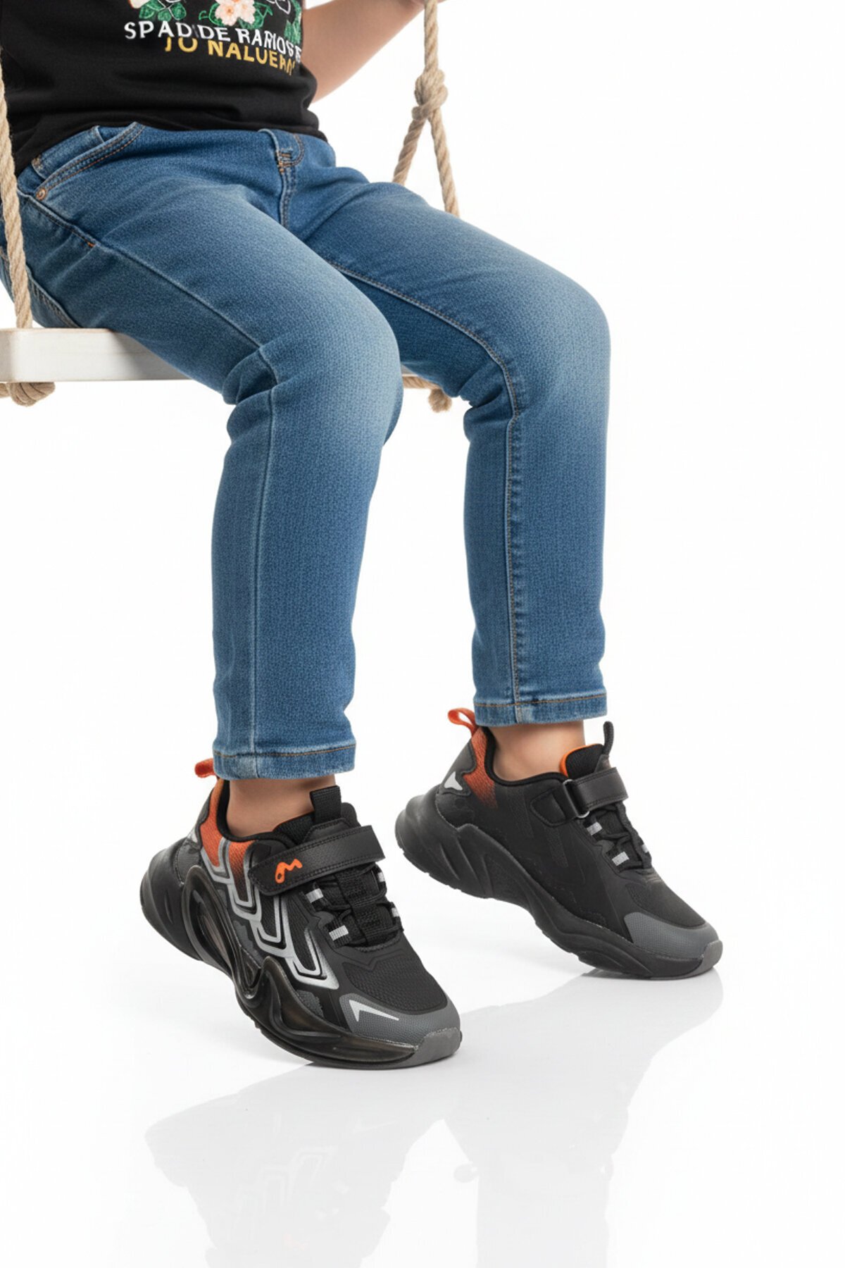 Siyah-Turuncu Erkek Çocuk Spor Ayakkabı 161-T5440210 F