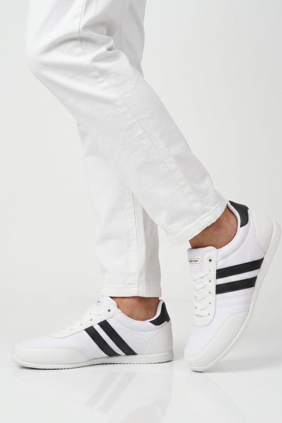 Beyaz-Siyah ComfortSole Taban Erkek Sneaker BST-2086 M