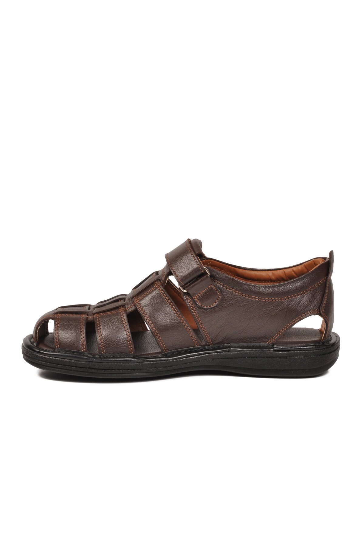Kahve Hakiki Deri ComfortSole Taban Erkek Sandalet 8520 M