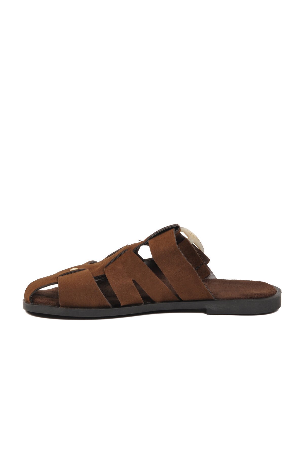 Kahve Önü Kapalı Ayarlanabilir Tokalı Yumuşak Rahat Tabanlı Kadın Terlik