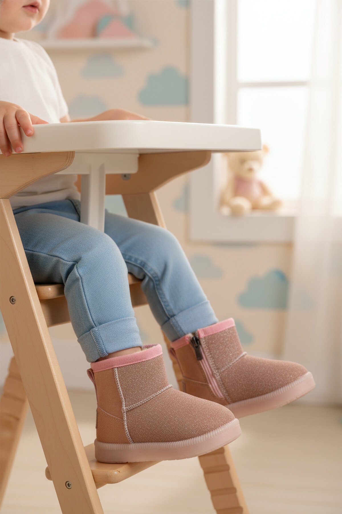 Pembe Simli İçi Kürklü Bebek Bot 1212 B