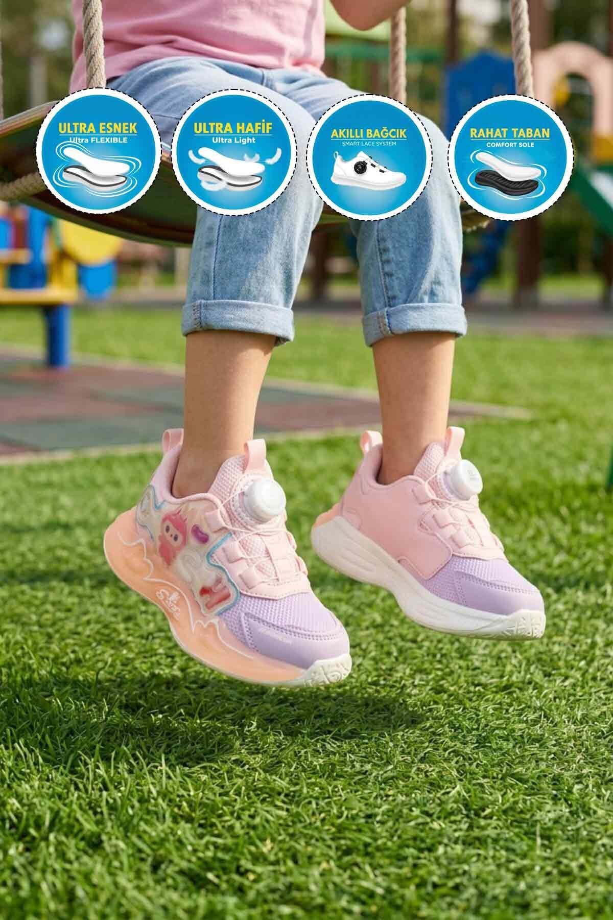 Pudra Geniş Kalıp Ortopedik Kız Çocuk Spor Ayakkabı 100 P