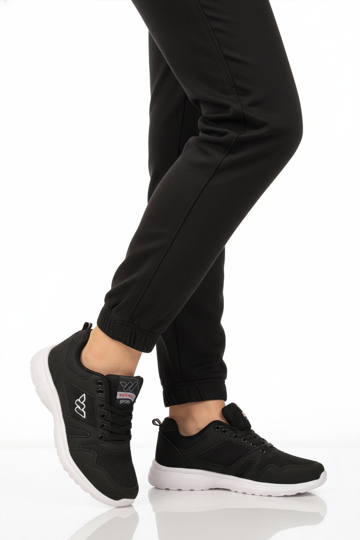 Siyah-Beyaz Tekstil Hafif Unisex Spor Ayakkabı 020 G