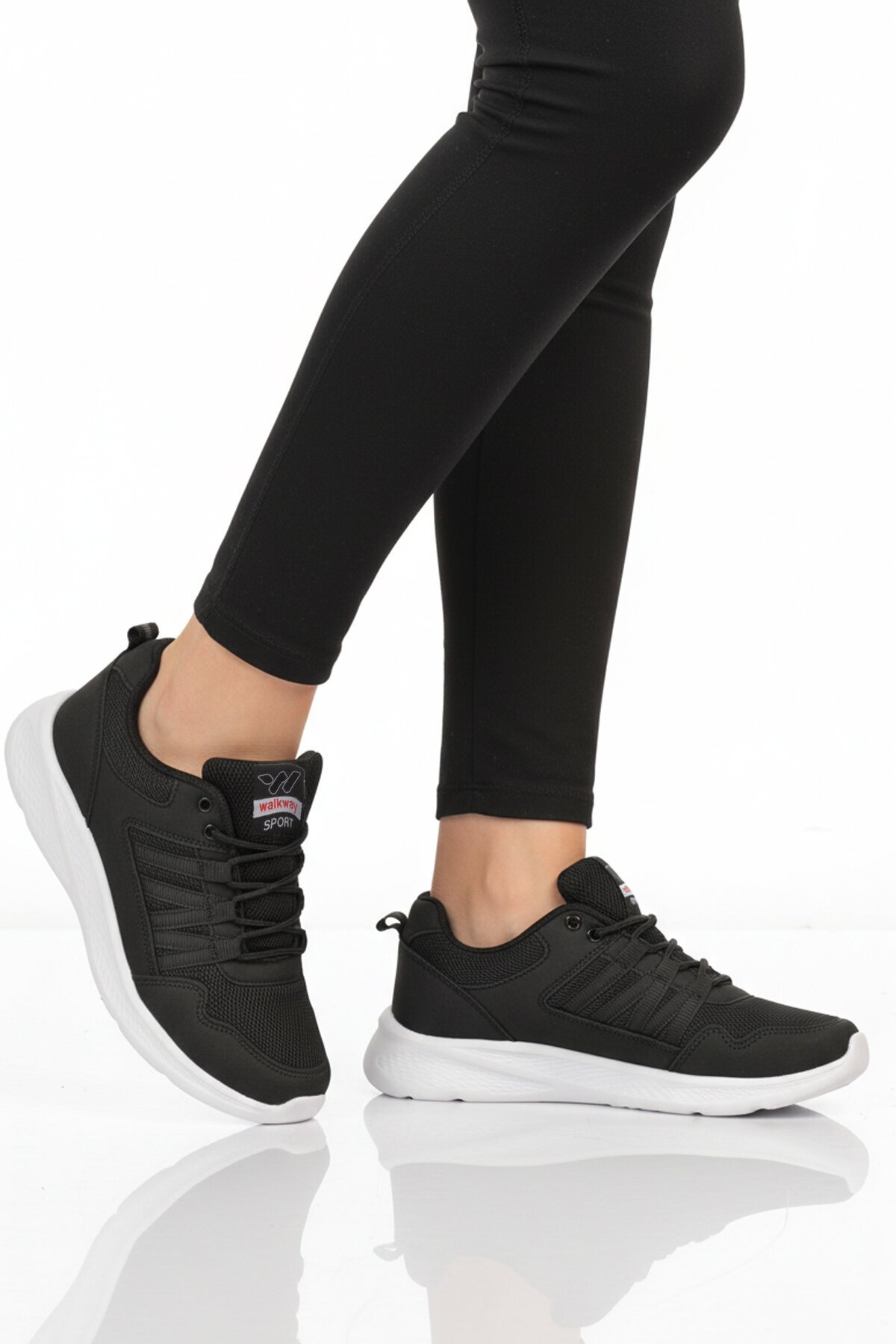Siyah-Beyaz Tekstil Hafif Unisex Spor Ayakkabı 2029 G