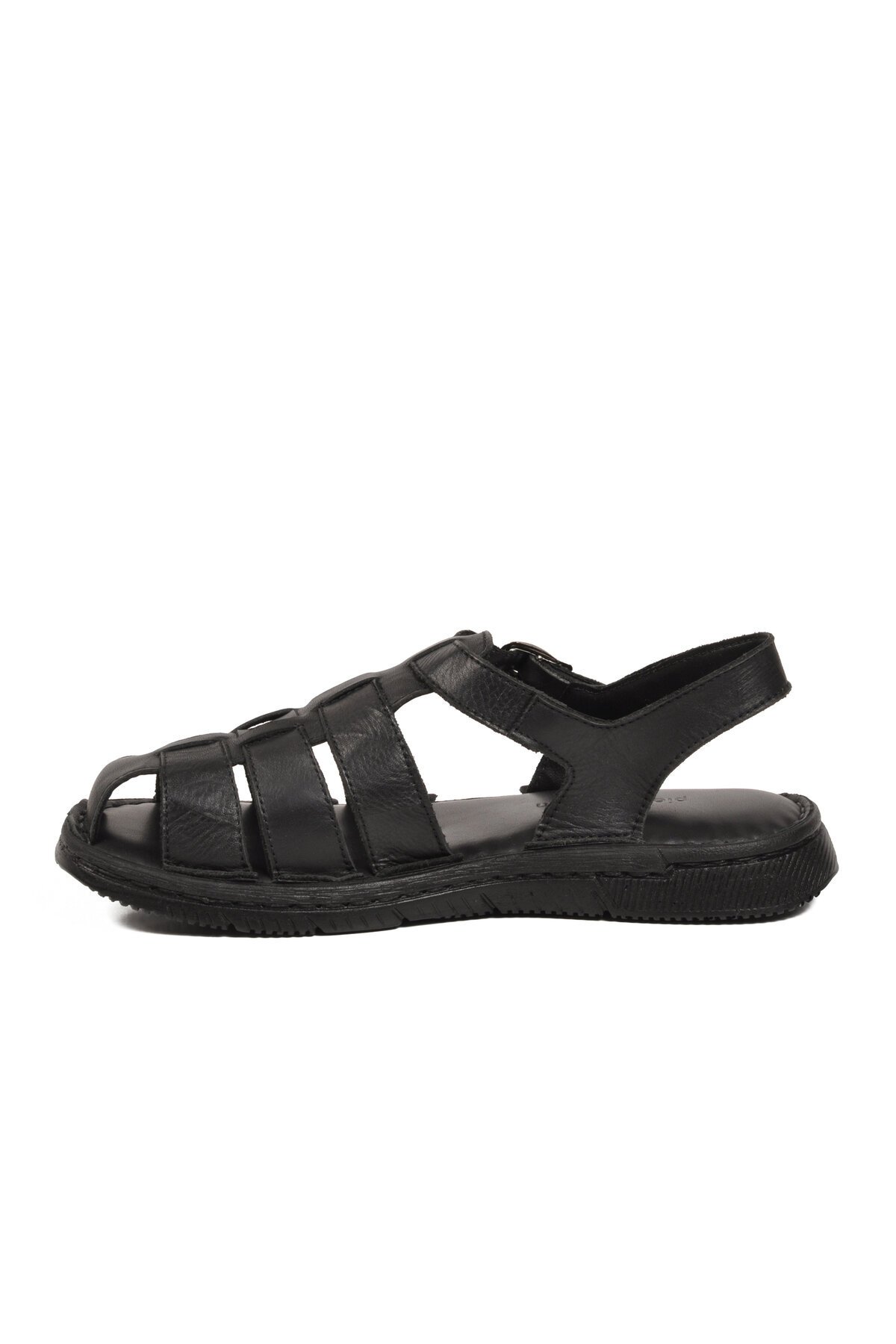 Siyah Hakiki Deri Erkek Sandalet PC-7462 M