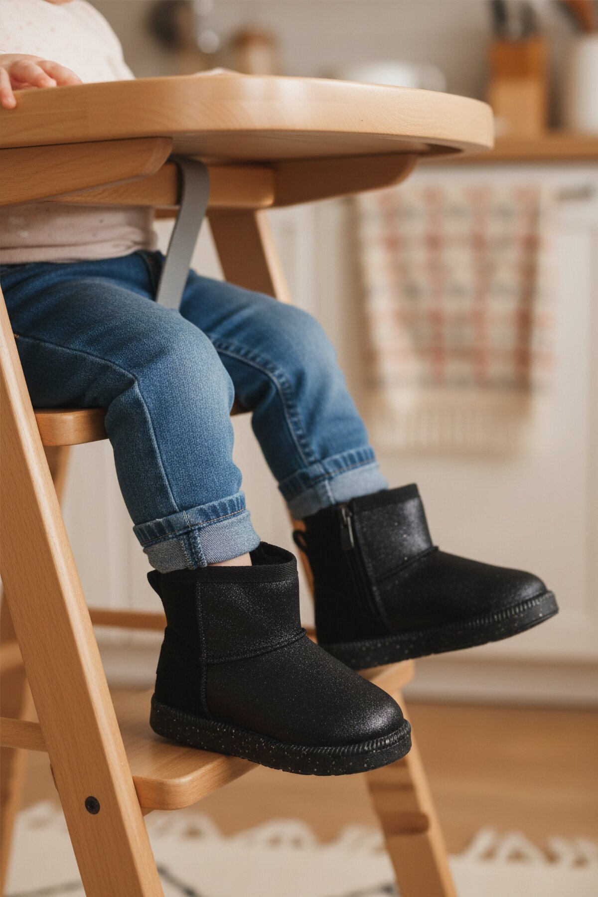 Siyah Simli İçi Kürklü Bebek Bot 1212 B