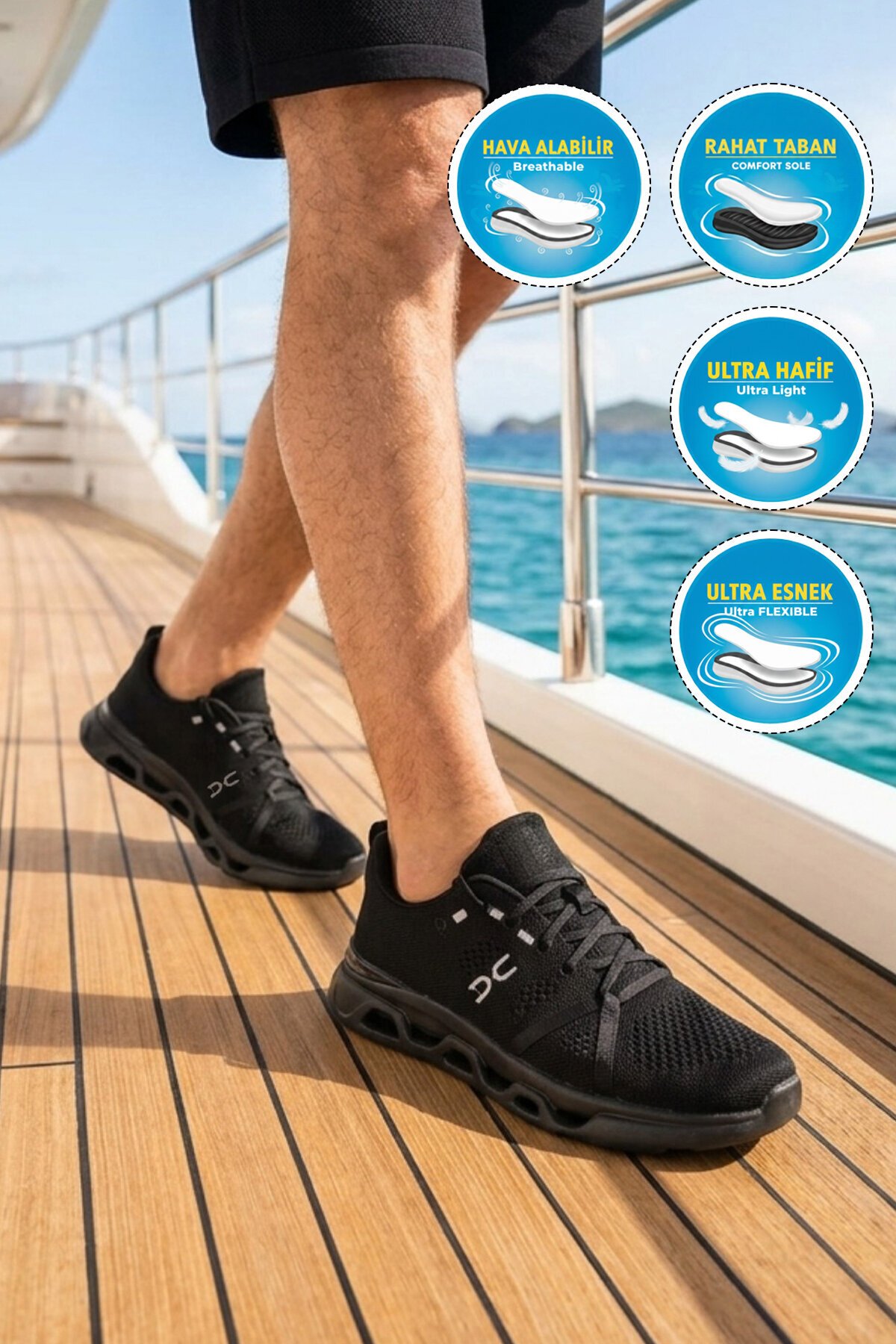 Siyah-Siyah Anorak Hafif Rahat Taban Erkek Spor Ayakkabı Vista 160 M