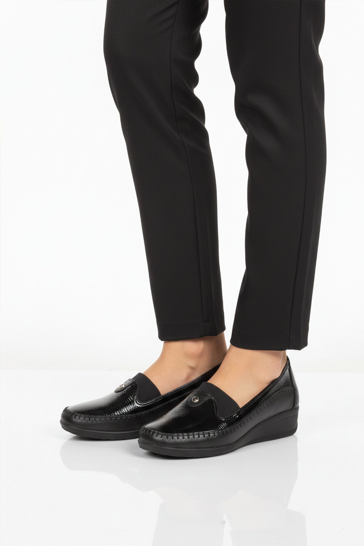 Kadın Siyah Kalın Tabanlı Ofis ve Günlük Casual Ayakkabı Loafer PC-54947