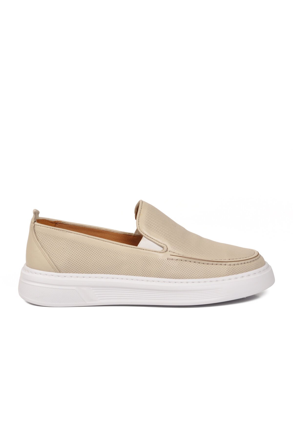 Bej Hakiki Deri Erkek Casual Ayakkabı Loafer 62206