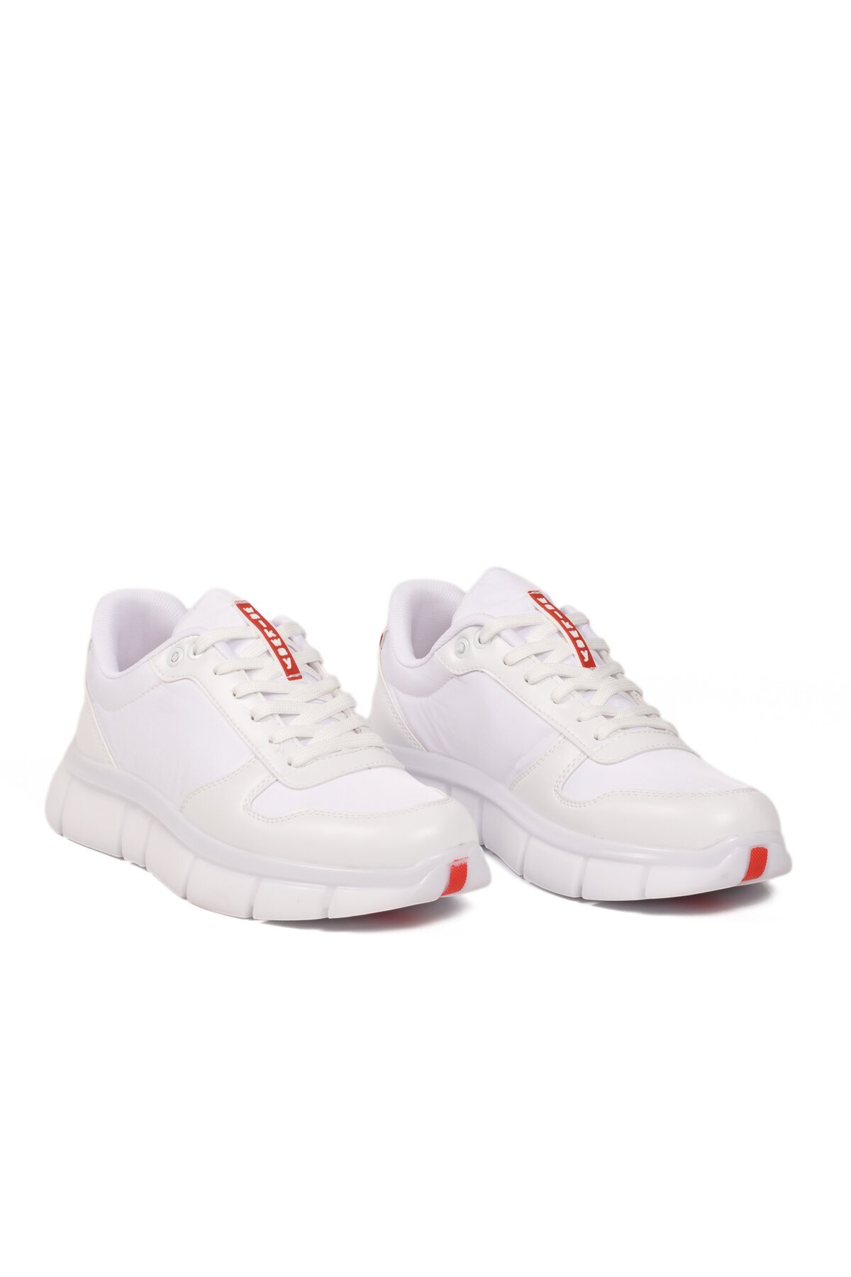 Beyaz Bağcıklı Kalın Rahat Tabanlı Erkek Casual Ayakkabı Sneaker Praval