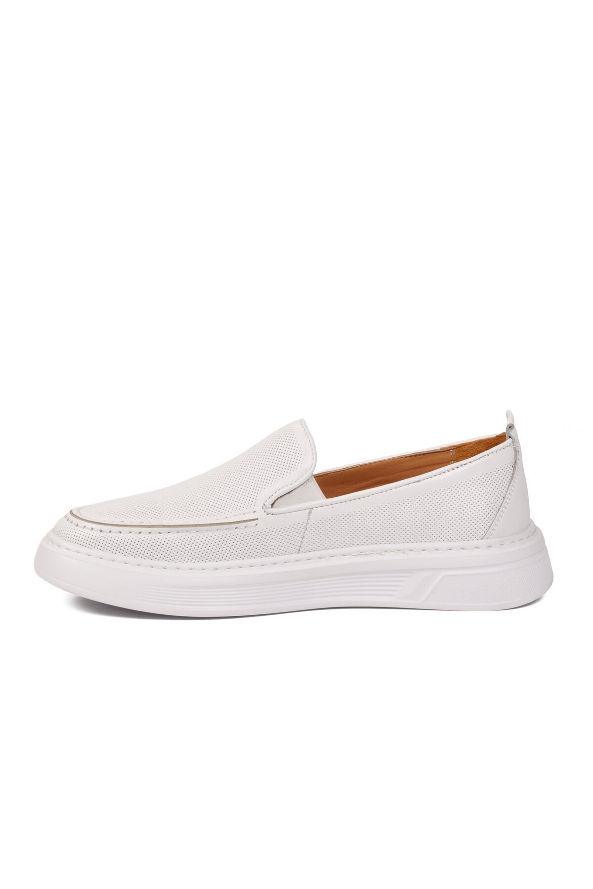 Beyaz Hakiki Deri Erkek Casual Ayakkabı Loafer 62206