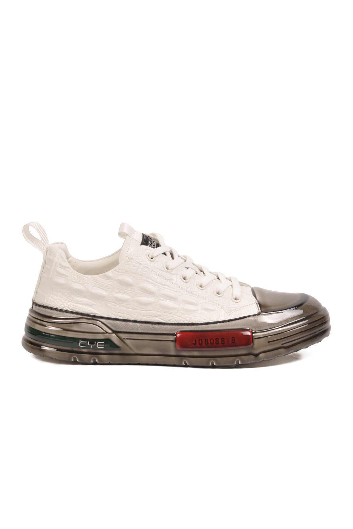 Erkek Beyaz Timsah Desenli Hakiki Deri Günlük ayakkabı Sneaker