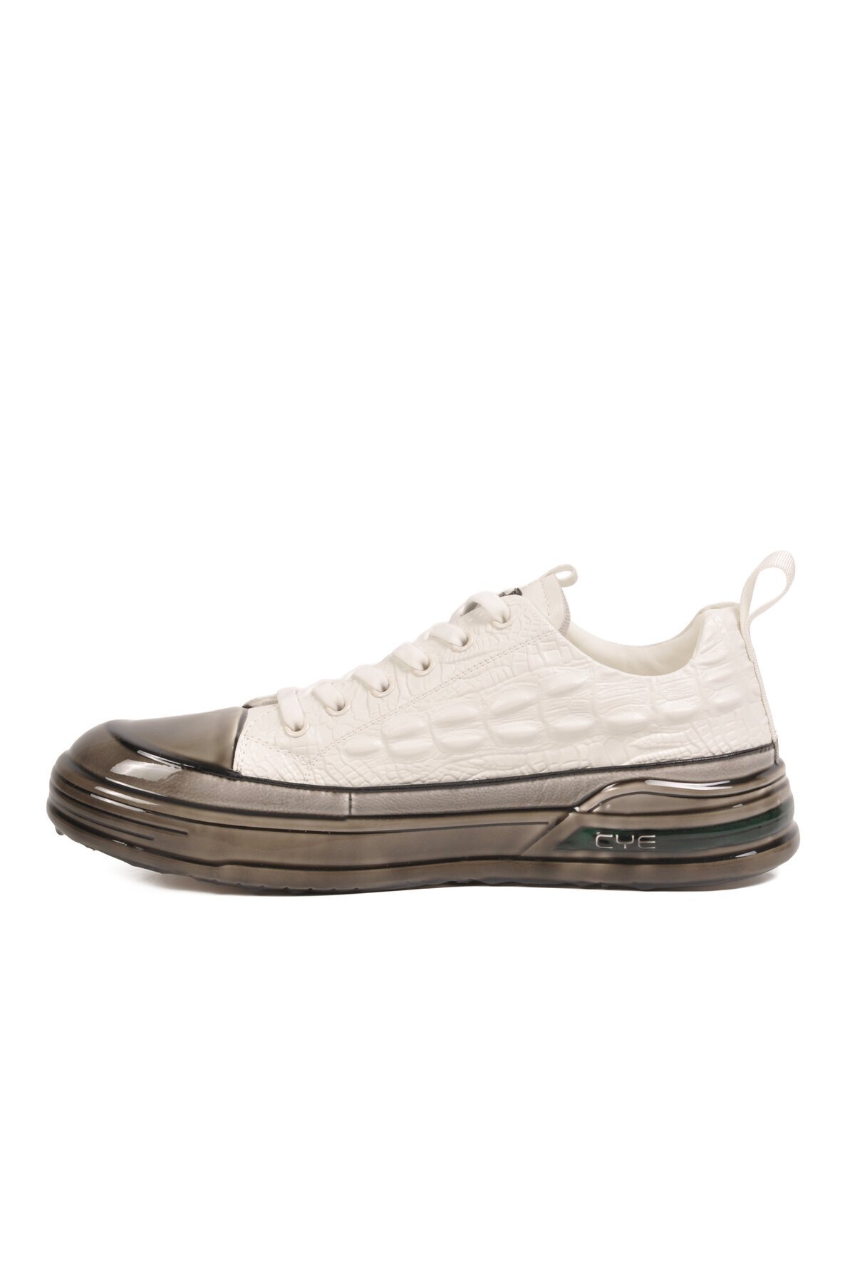 Erkek Beyaz Timsah Desenli Hakiki Deri Günlük ayakkabı Sneaker