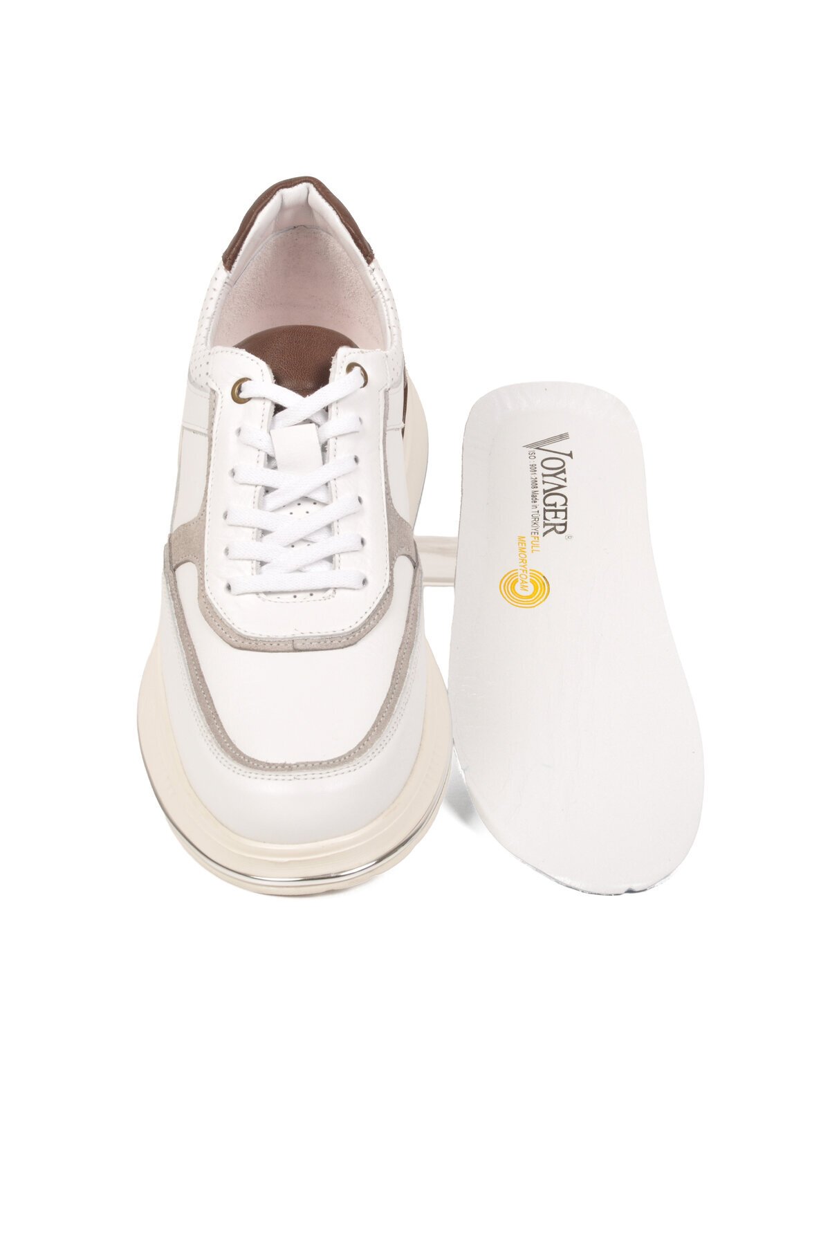 Beyaz Hakiki Deri Erkek Günlük Sneaker Konforlu Hafızalı Taban Casual Ayakkabı M692 M