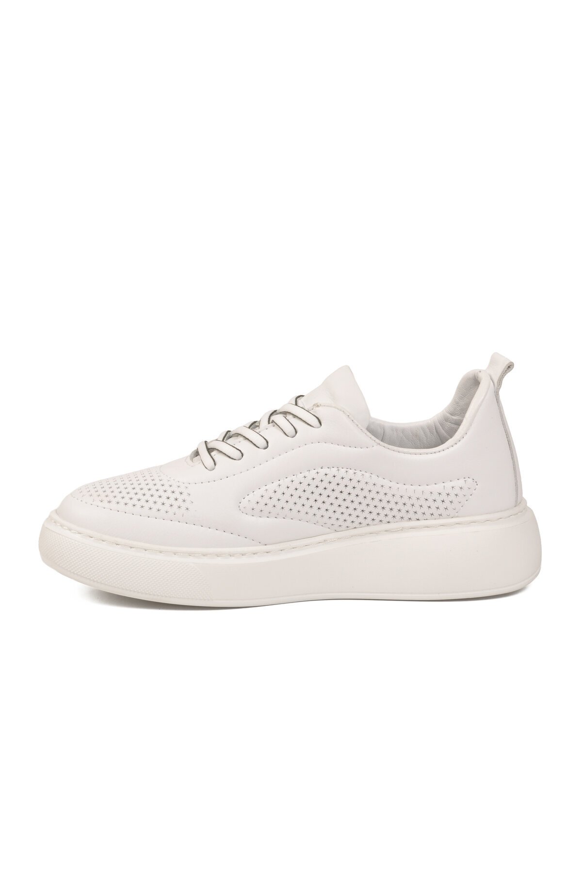 Beyaz Hakiki Deri Kadın Anatomik Tabanlı Günlük Sneaker Casual Yürüyüş Ayakkabı Z204