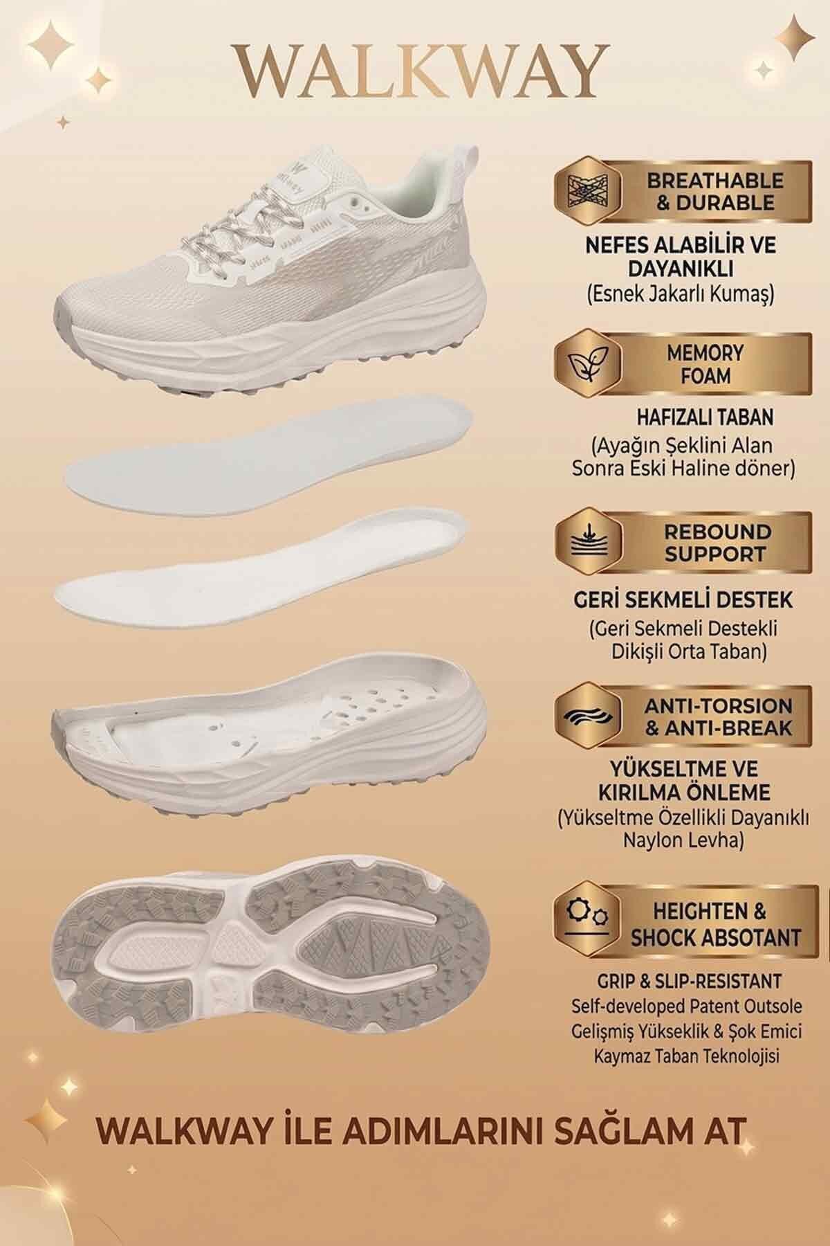 Beyaz-Gümüş Fileli Bağcıklı Hafızalı Rahat Tabanlı Erkek Yürüyüş ve Spor Ayakkabı Flexion M