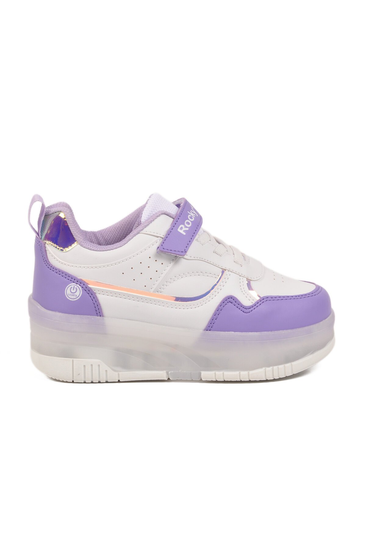 Beyaz-Mor Işıklı Ortopedik Kız Çocuk Patenli Spor Ayakkabı Glow F