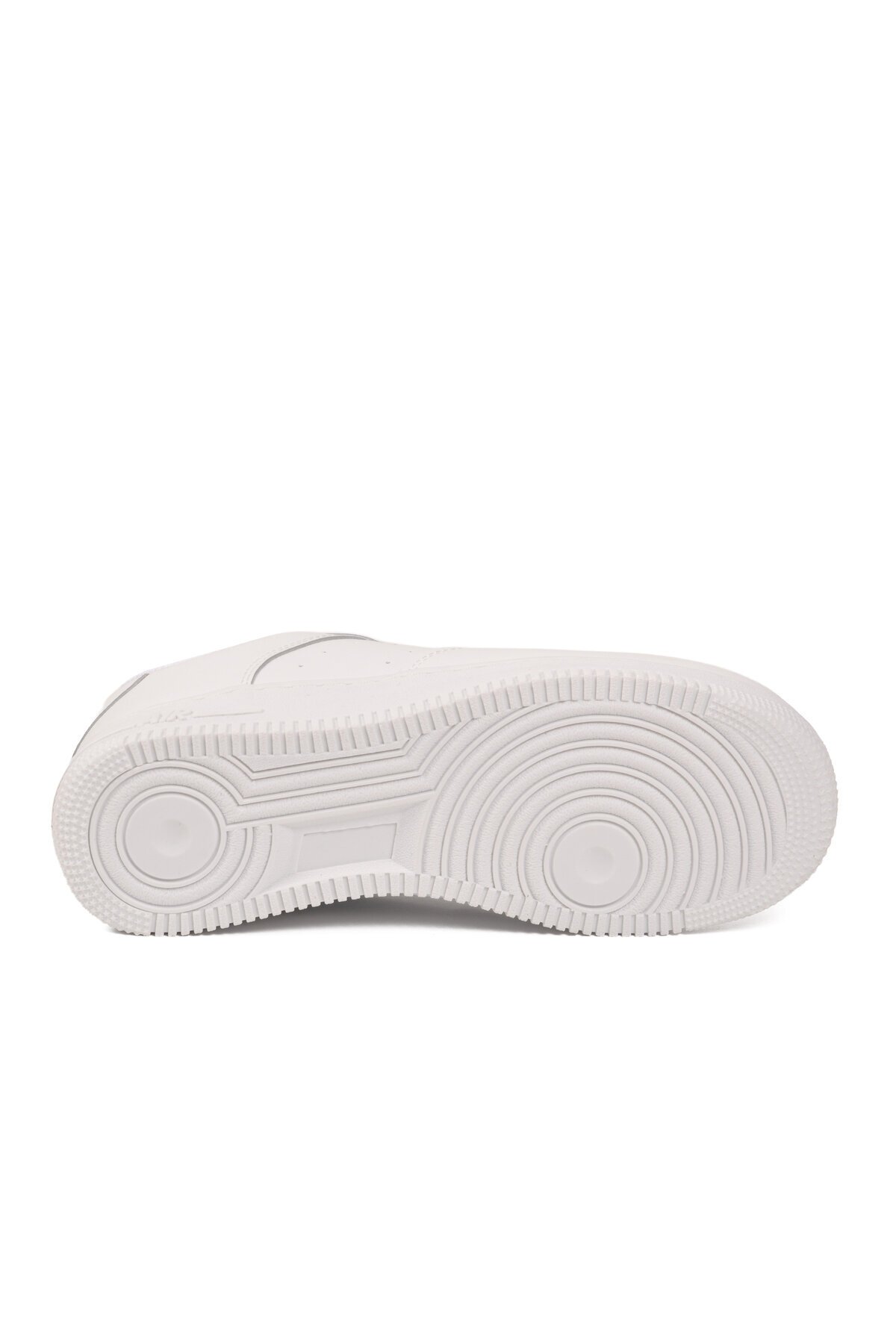 Beyaz Bağcıklı Kalın Tabanlı Unisex Yürüyüş ve Spor Ayakkabı Klasik Sneaker Pekin Kısa
