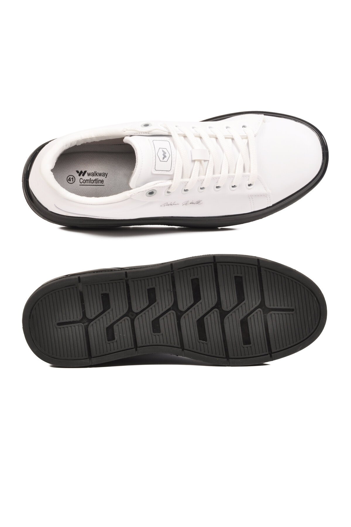 Beyaz-Siyah Dokulu Erkek Sneaker Siyah Kalın Taban Günlük Ayakkabı Dashor M