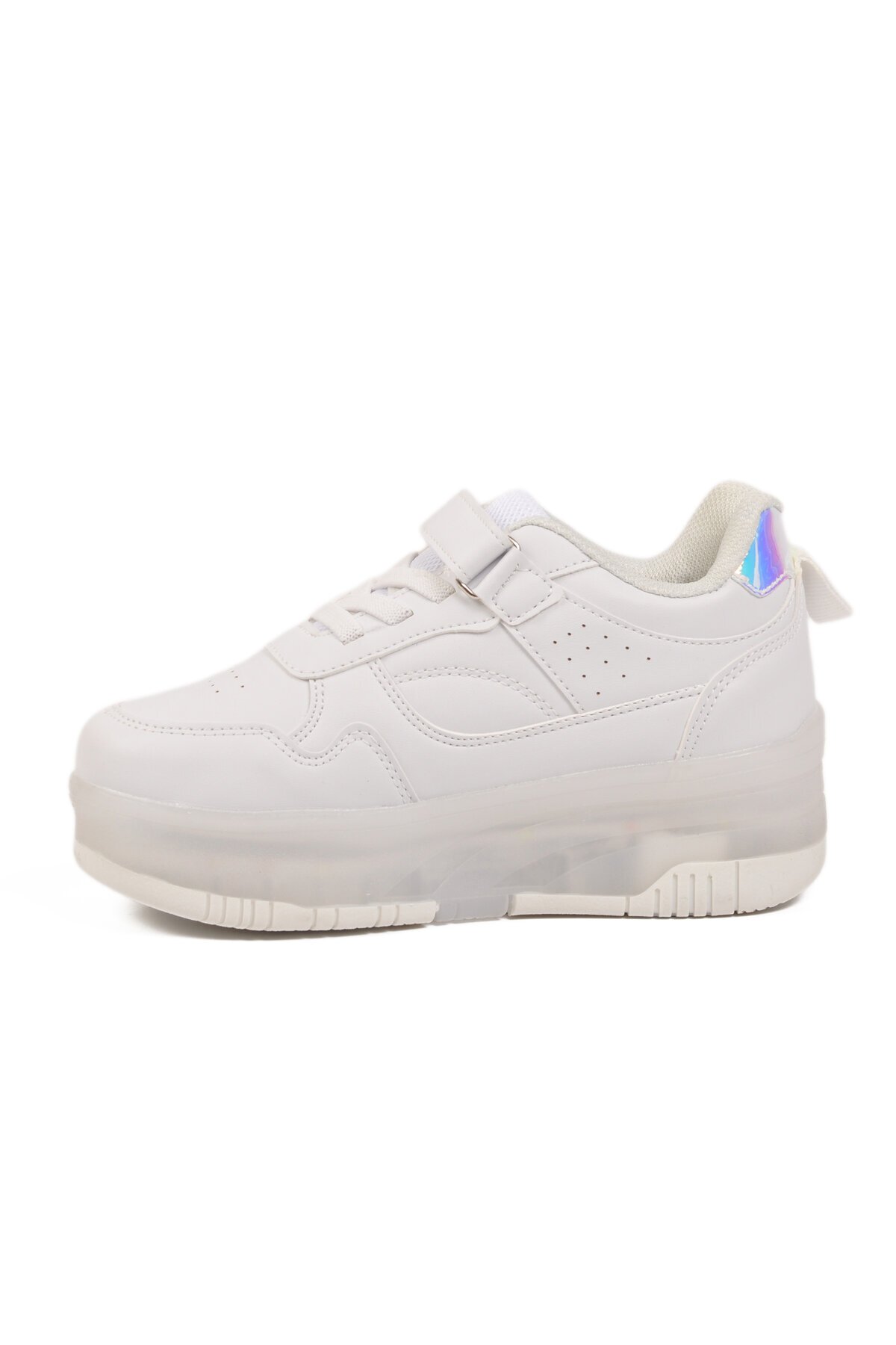 Beyaz Işıklı Ortopedik Unisex Çocuk Patenli Spor Ayakkabı Glow F