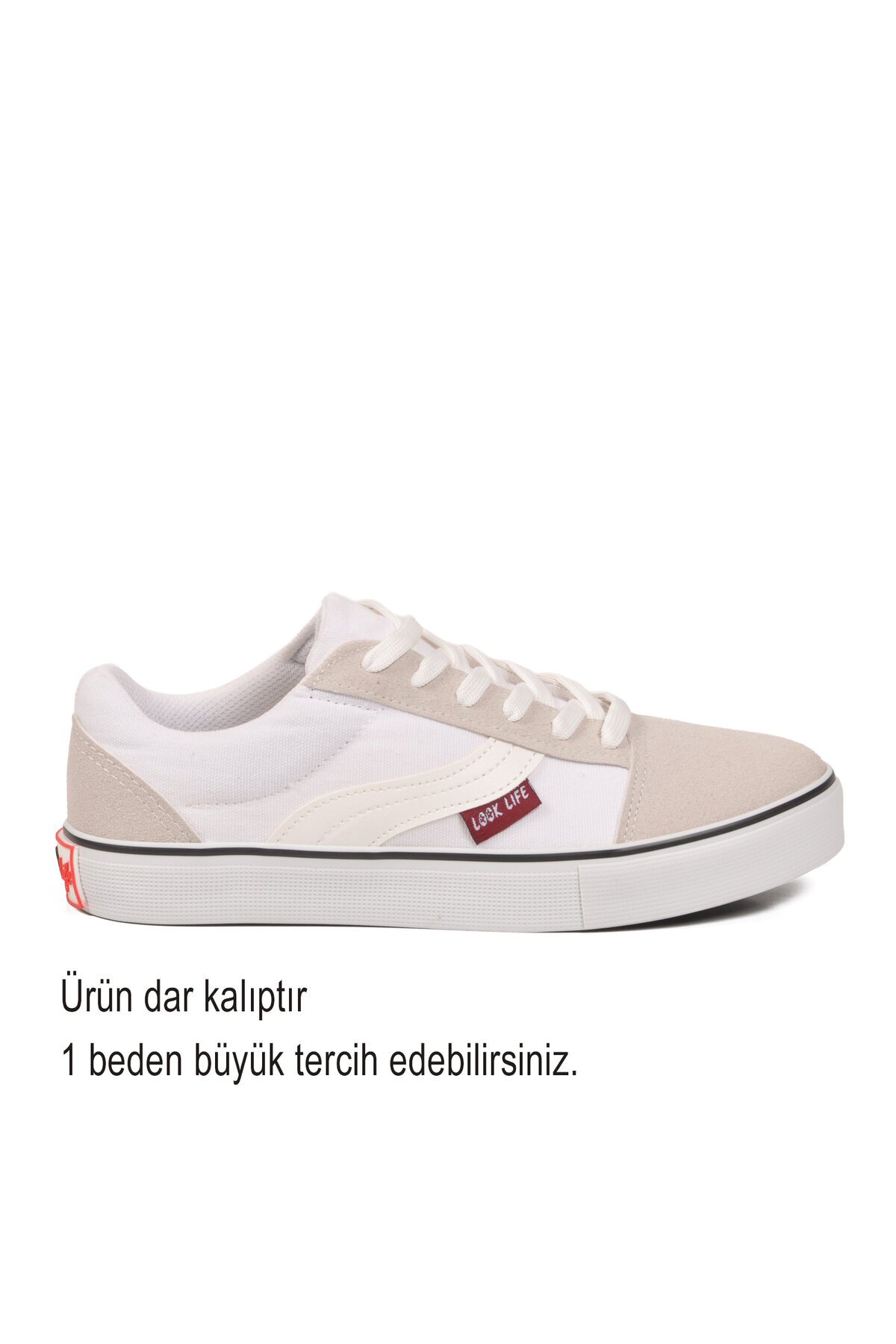 Beyaz Dar Kalıp Erkek Kanvas Hava alabilen Rahat Sneaker Spor Ayakkabı 1002 G