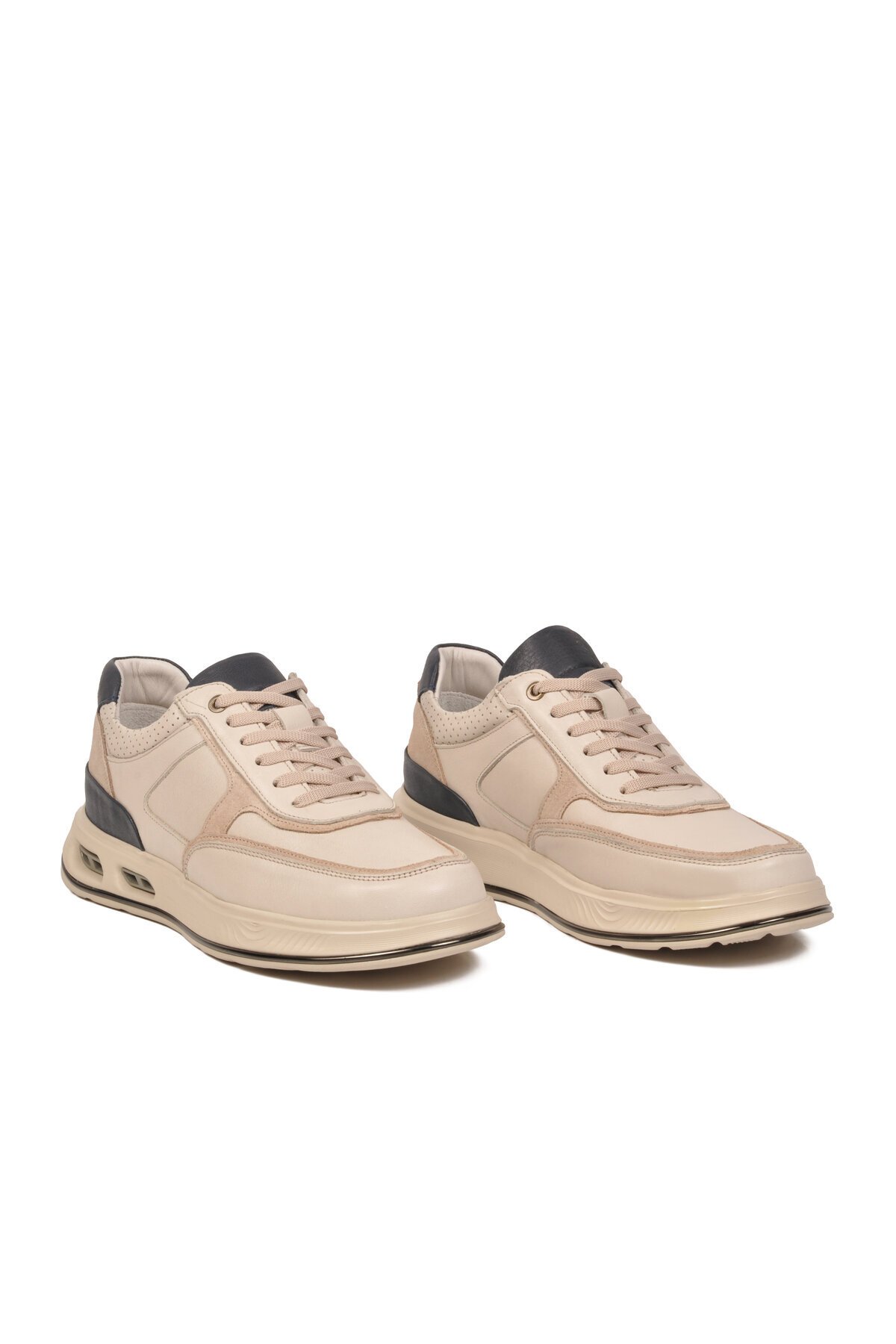 Ekru Hakiki Deri Erkek Günlük Sneaker Konforlu Hafızalı Taban Casual Ayakkabı M692 M