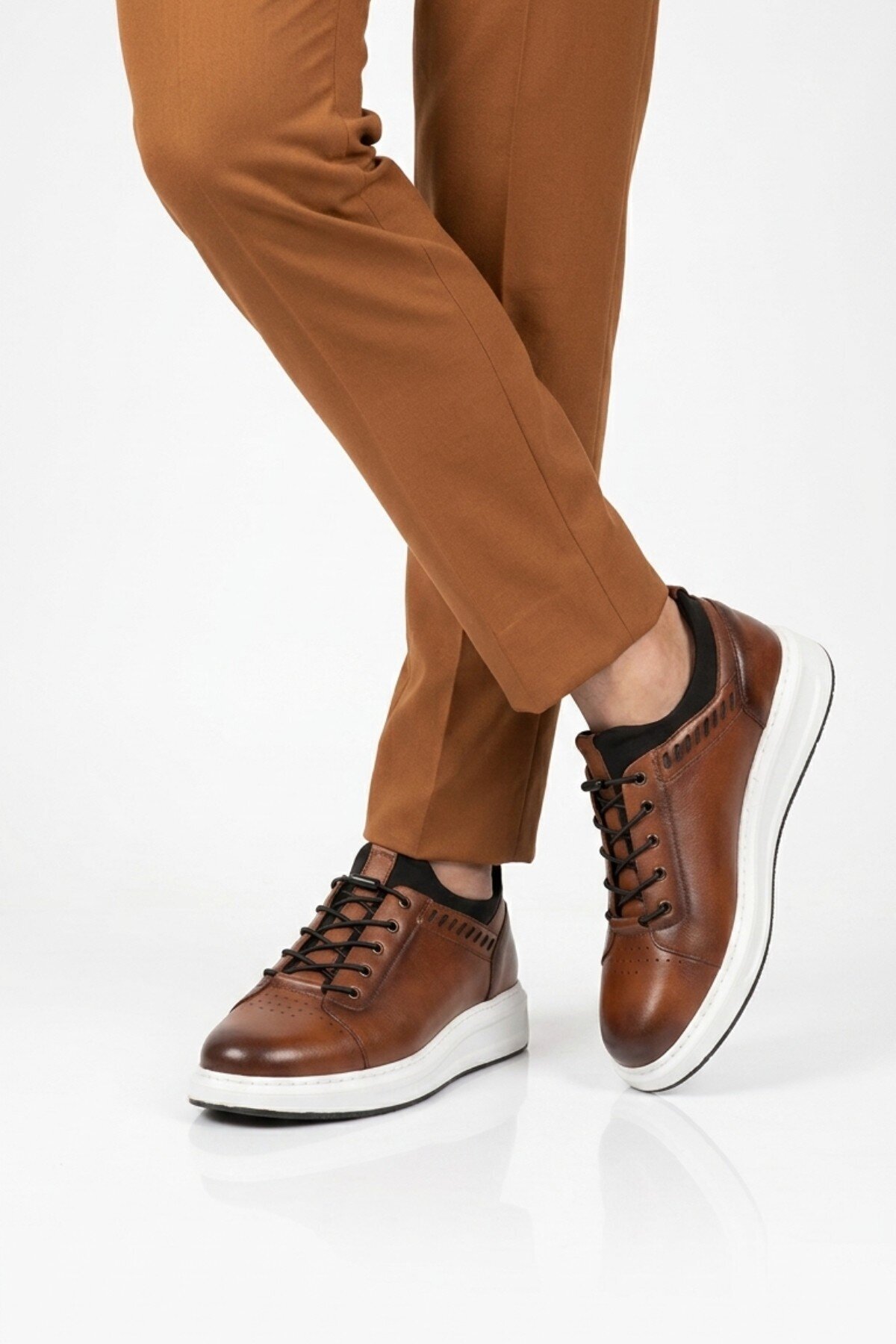 Erkek Taba Hakiki Deri Comfort Rahat Taban Günlük Ayakkabı Sneaker 4190 M
