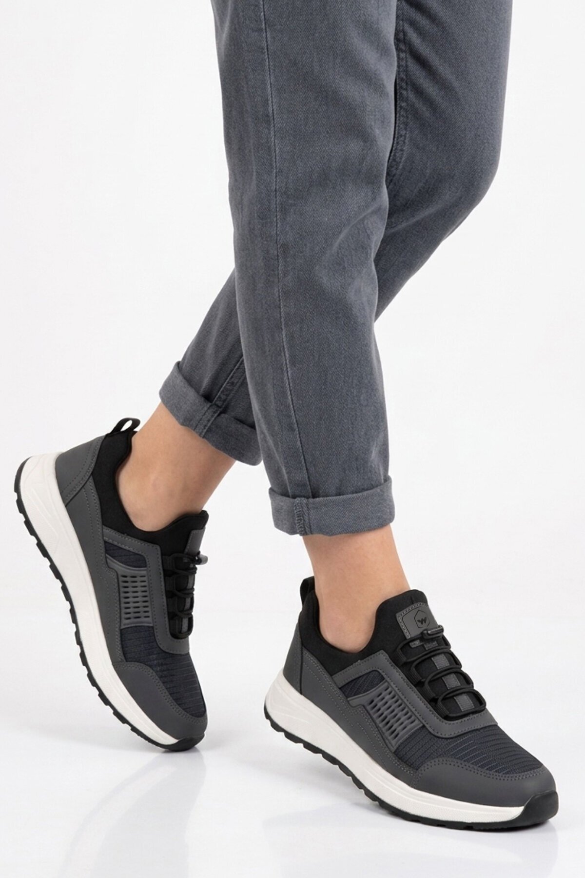 Füme Fileli Lastik Bağcıklı Rahat Tabanlı Unisex Yürüyüş ve Spor Ayakkabı Nans G