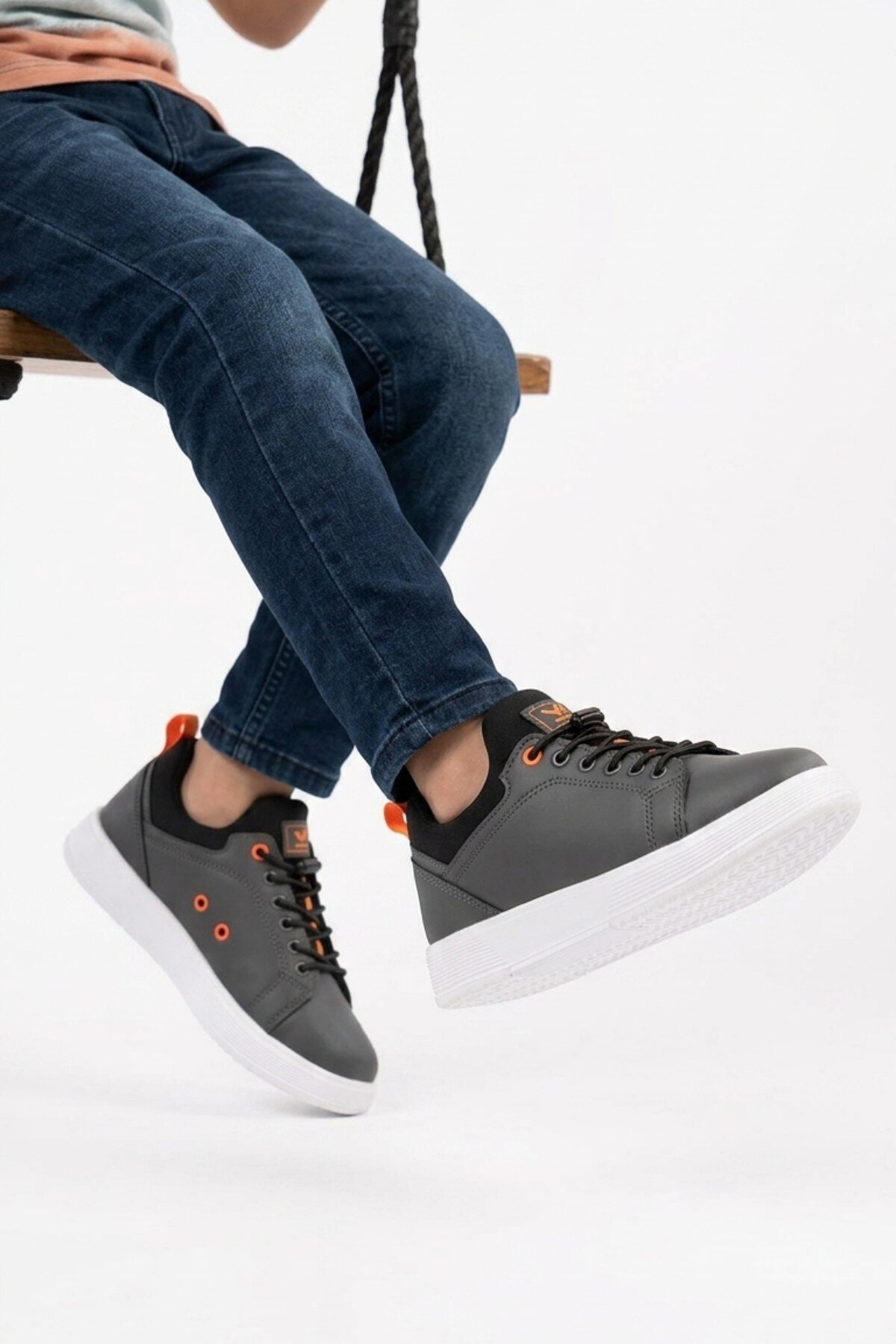 Füme Comfort Rahat Taban Lastik Bağcıklı Erkek Çocuk Sneaker Balase F