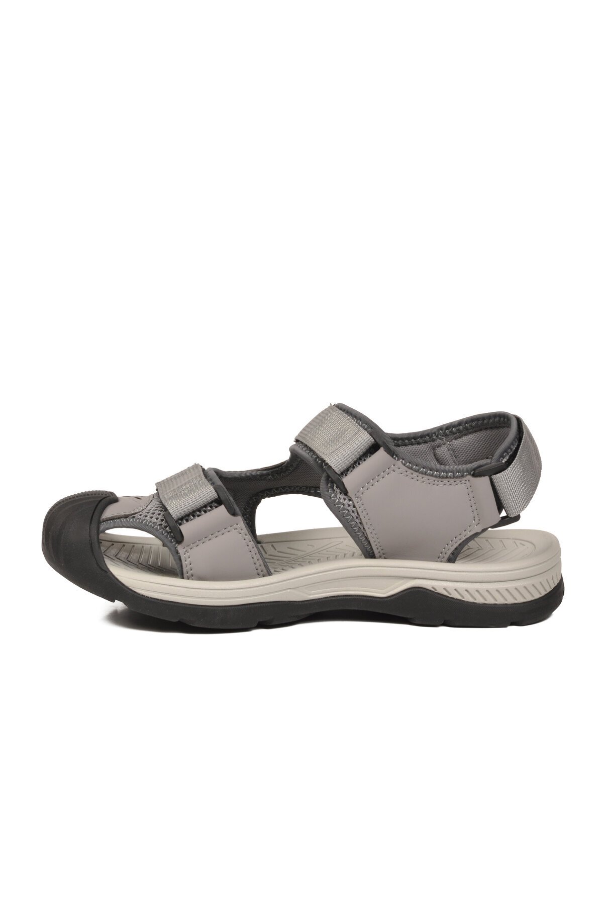 Erkek Gri Kapalı Burun Cırtlı Günlük Yürüyüş Outdoor Sandalet E337 M