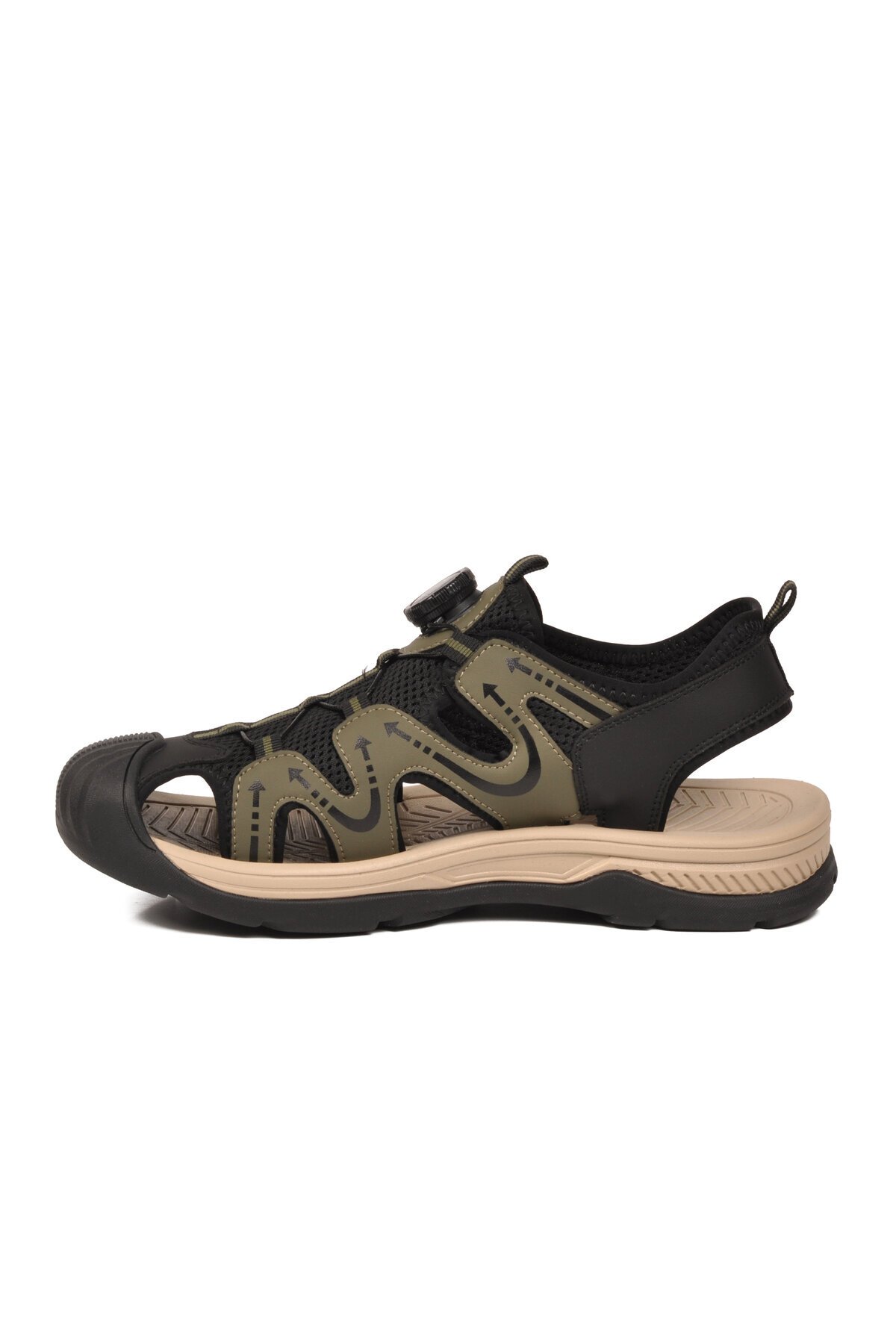 Erkek Outdoor Trekking Sandalet Çevirmeli Hızlı Bağlama Kapalı Burun Nefes Alabilen Haki E339 M
