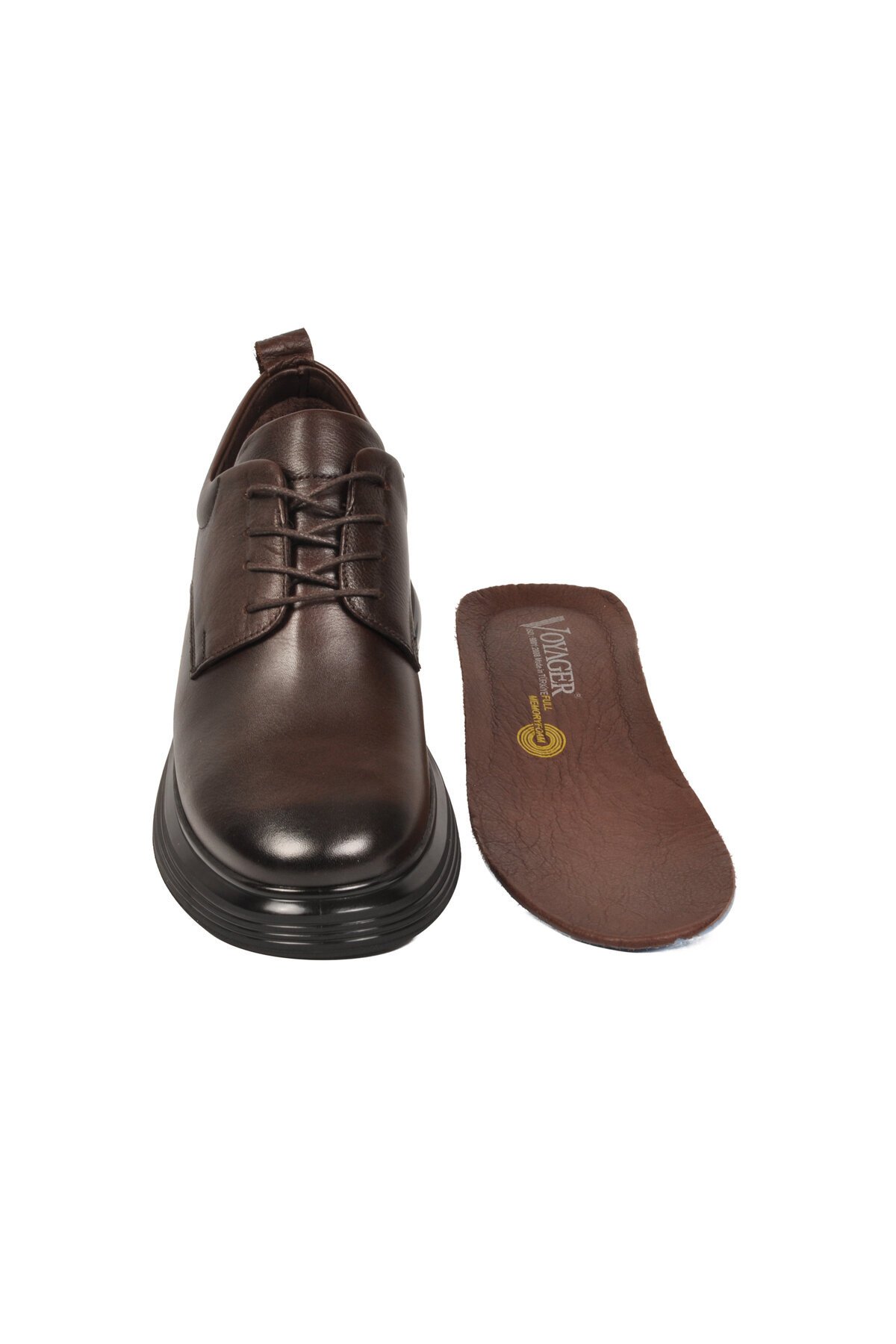Kahve Hakiki Deri Bağcıklı Kalın Rahat Tabanlı Erkek Casual Ayakkabı Sneaker 1042