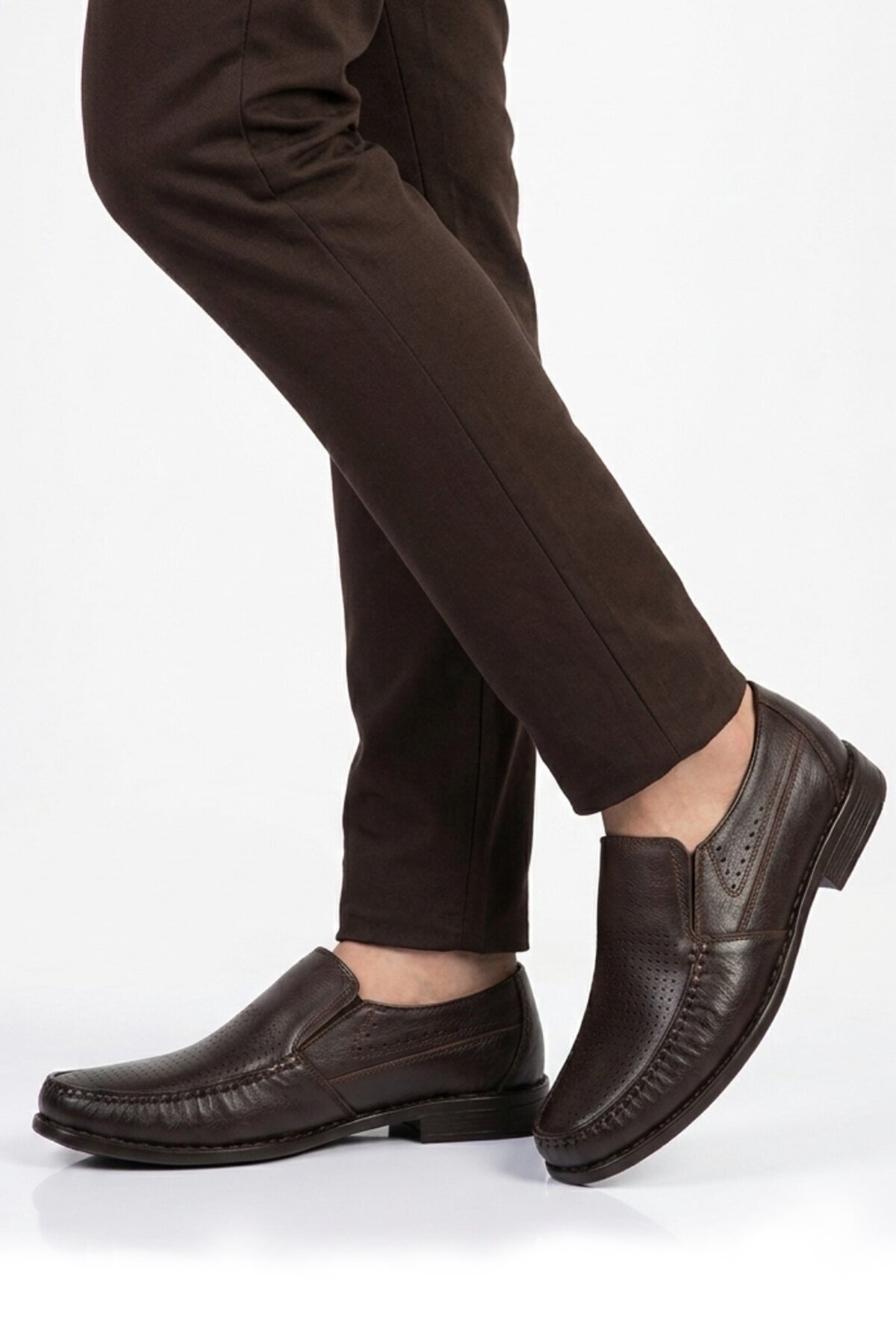Erkek Hakiki Deri Klasik Mokasen Loafer Ayakkabı Kahve Sensitive 3607-1 M