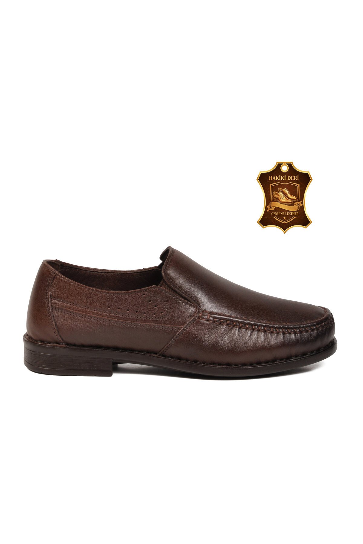 Erkek Kahve Hakiki Deri Konfor Taban Bağcıksız Klasik Mokasen Loafer Ayakkabı 3607 M
